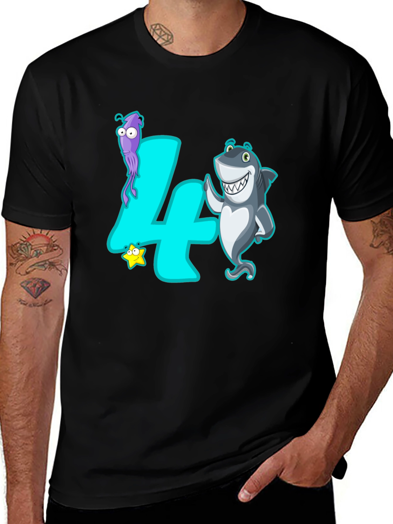 Variant 11 of Birthday Number 4 Shark T-Shirt