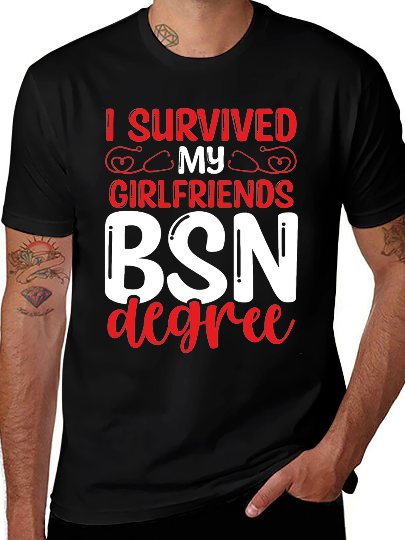 I Survived My Girlfriend's BSN Degree Graphic Tee