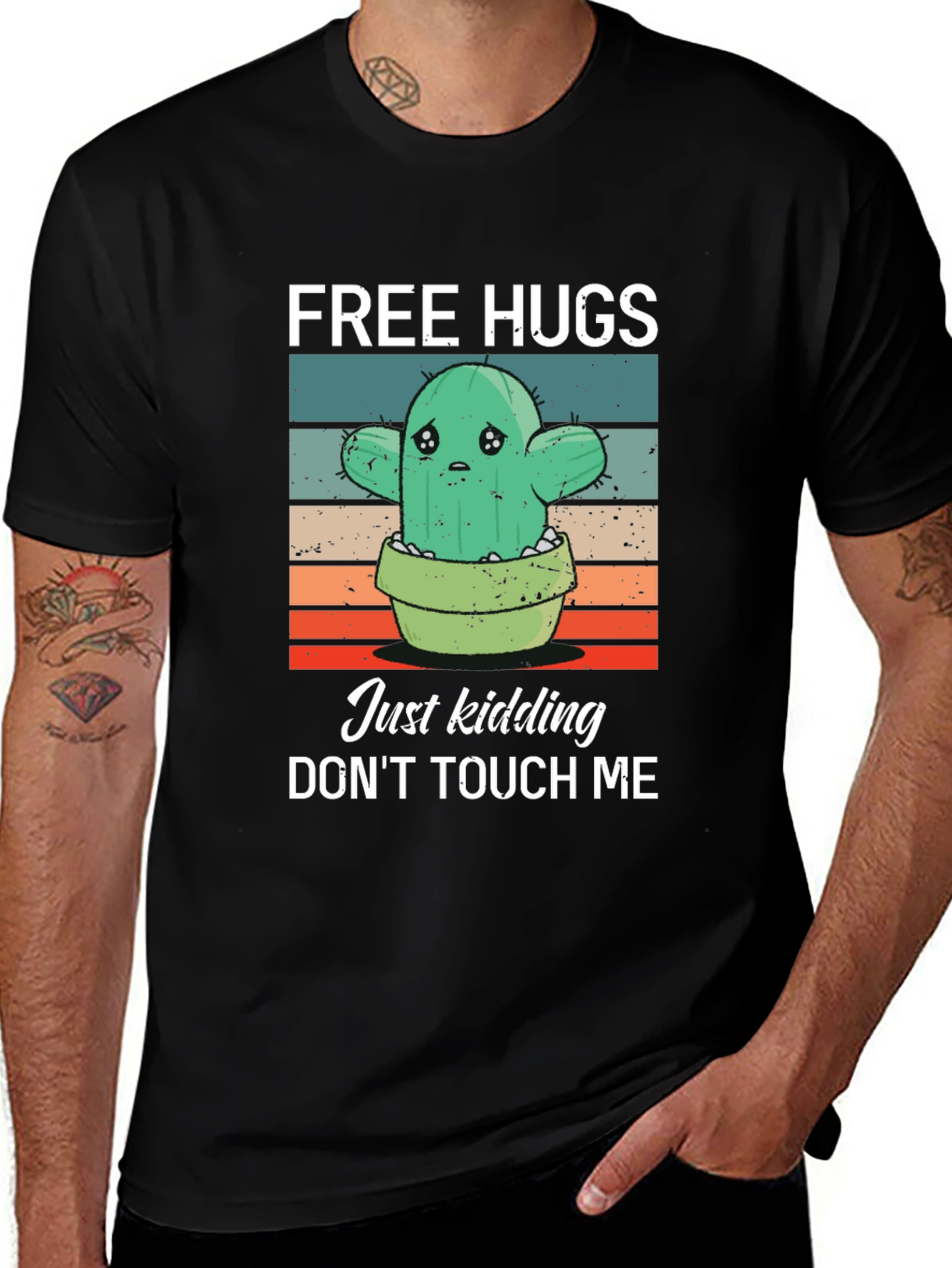 Variant 29 of Funny Cactus "Free Hugs" Graphic Tee