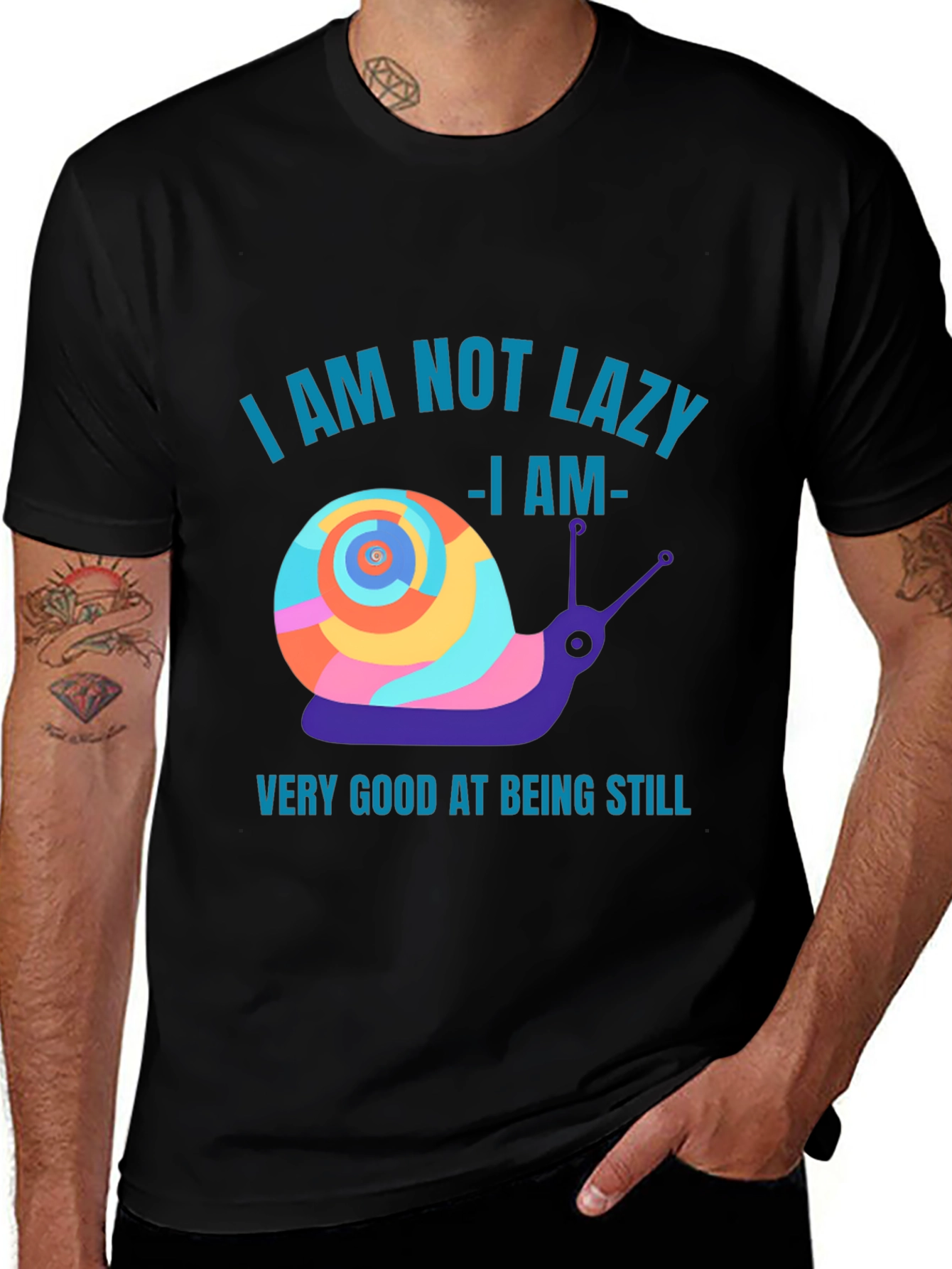 Variant 7 of Funny Snail Graphic T-Shirt - Not Lazy