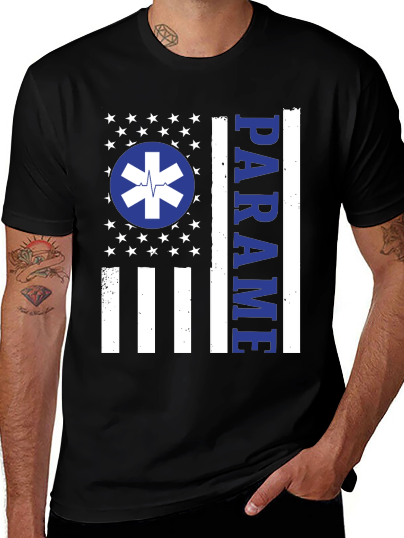 Variant 9 of Paramedic American Flag T-Shirt - EMS Support