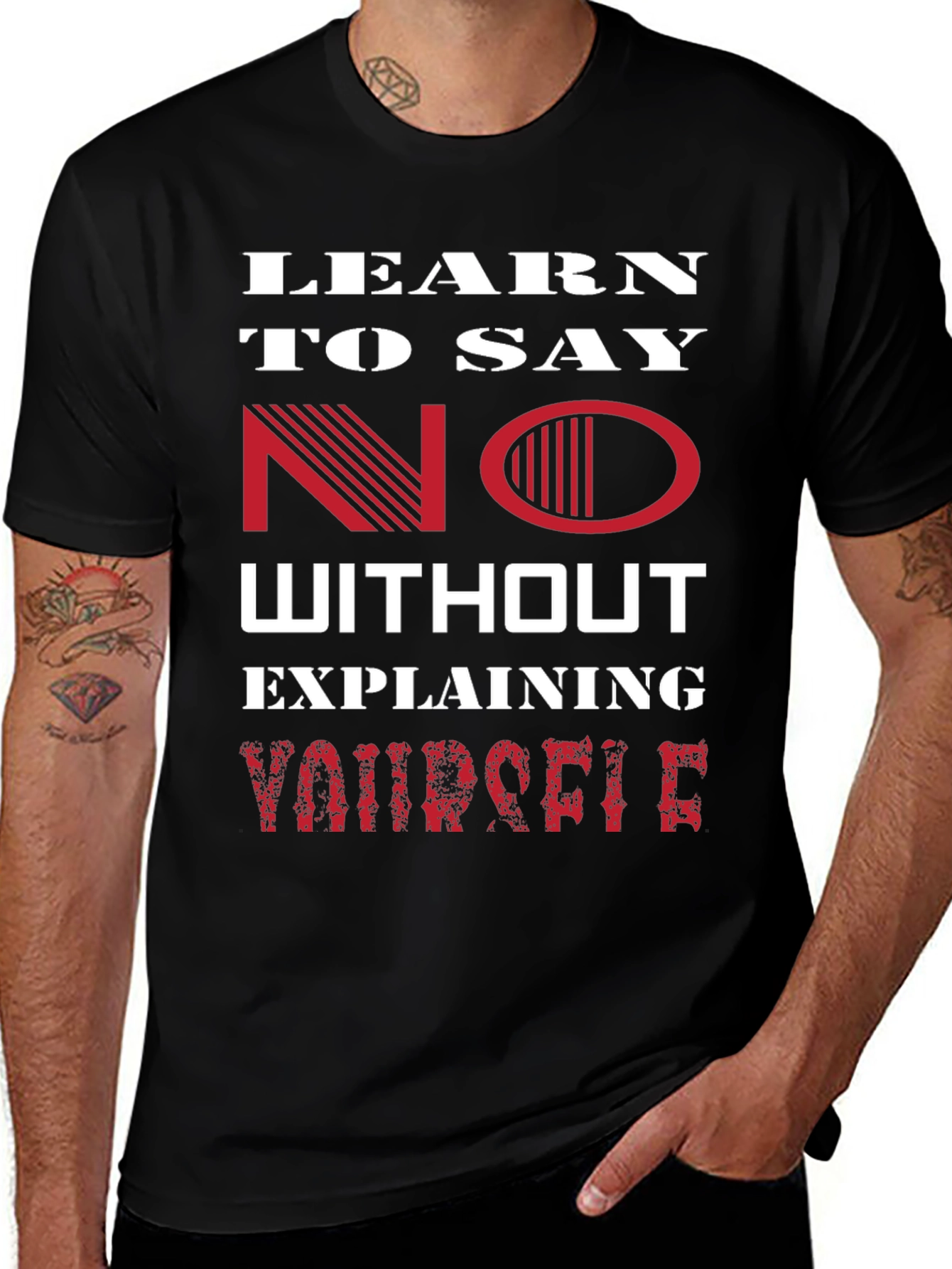 Learn to Say No Black Graphic Tee