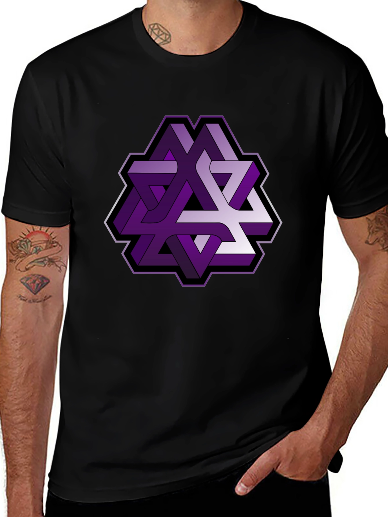 Variant 10 of Optical Illusion Graphic Tee - Purple Geometric Design
