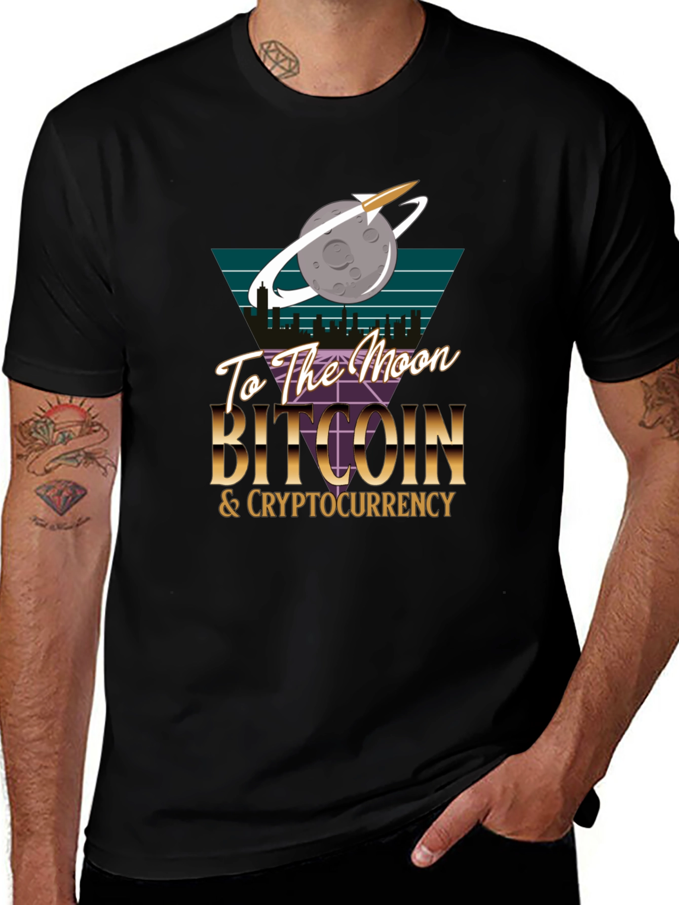 Bitcoin To The Moon Graphic Tee - Crypto Fan T-Shirt