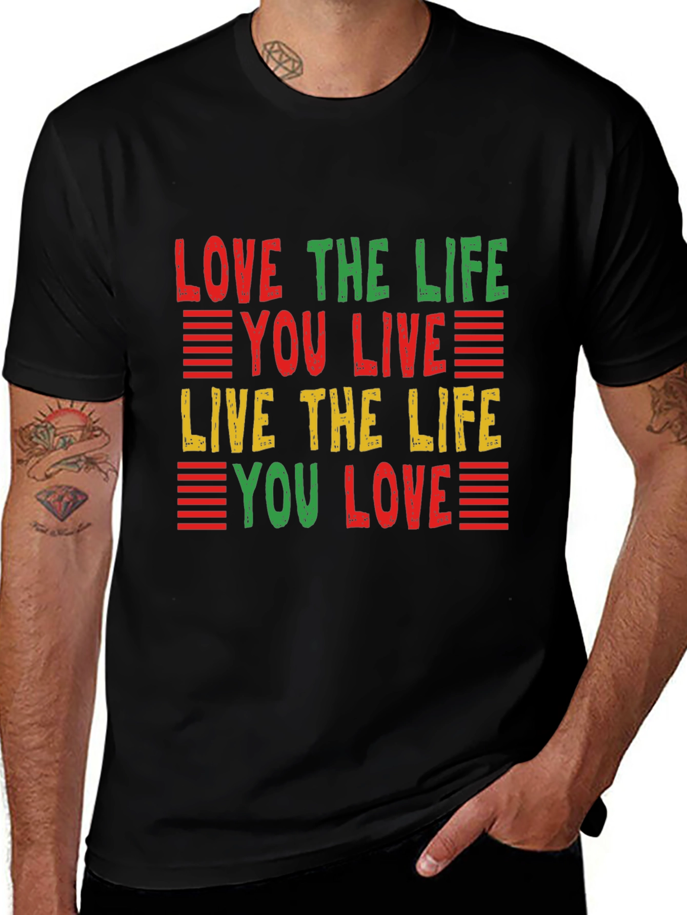 Variant 21 of Love the Life T-Shirt: Red, Yellow, Green