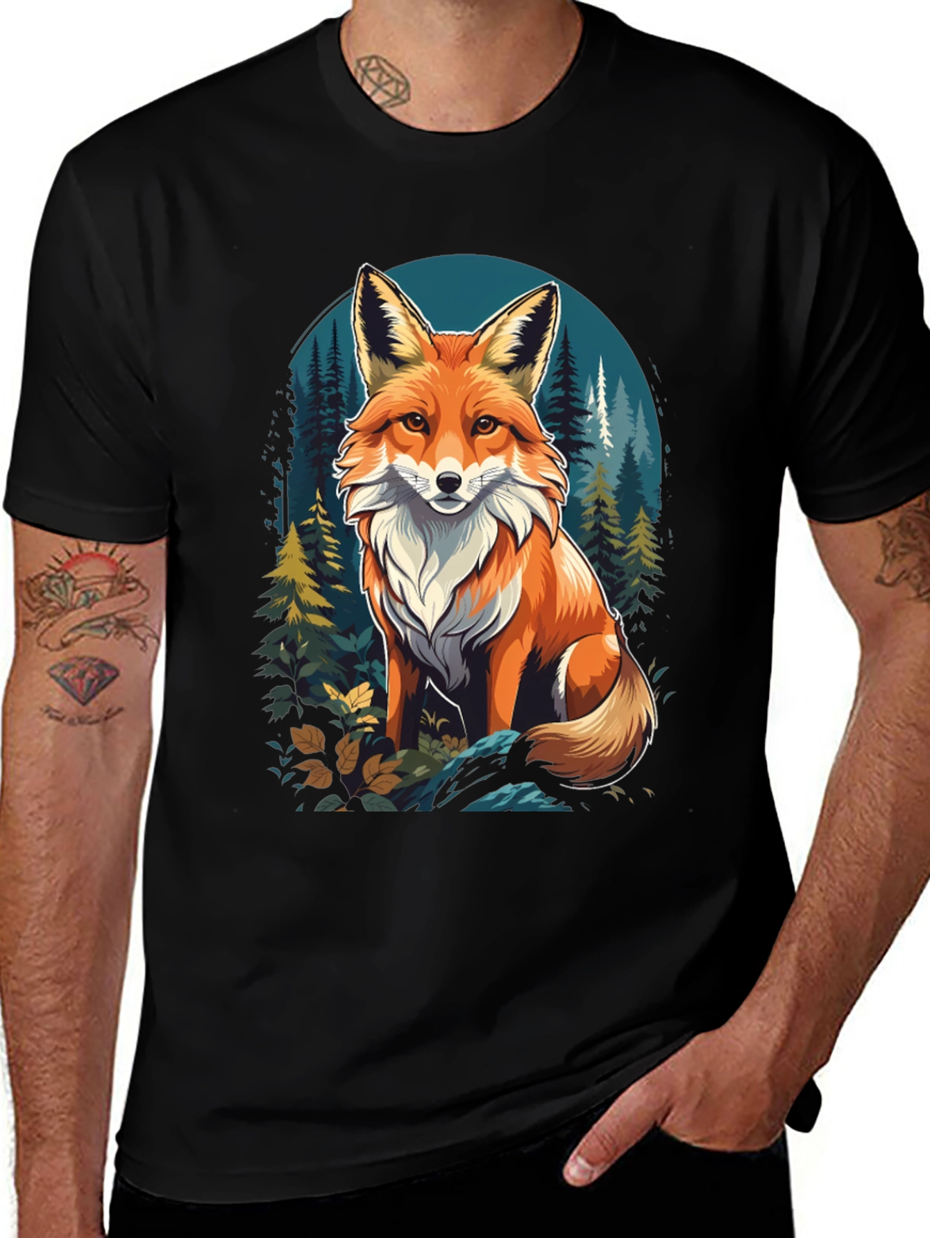 Variant 12 of Fox in Forest Graphic Tee - Nature Lover T-Shirt