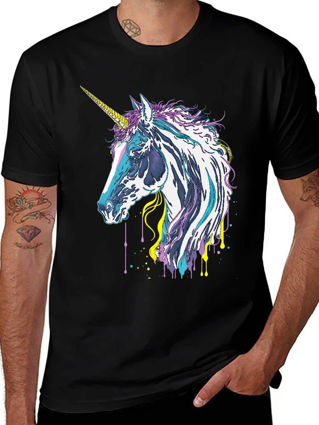 Black Unicorn Graphic Tee - Black Cotton Casual Shirt main image