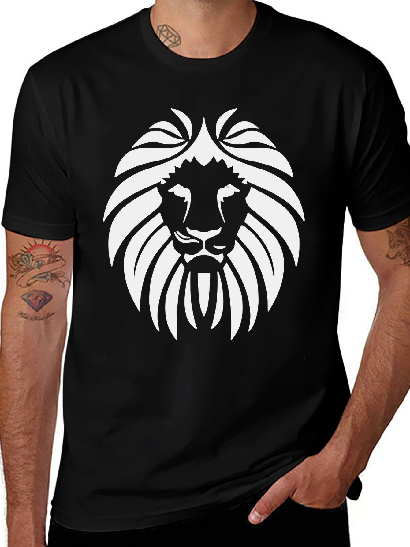 Variant 3 of Bold Lion Graphic Tee - Black Cotton Comfort