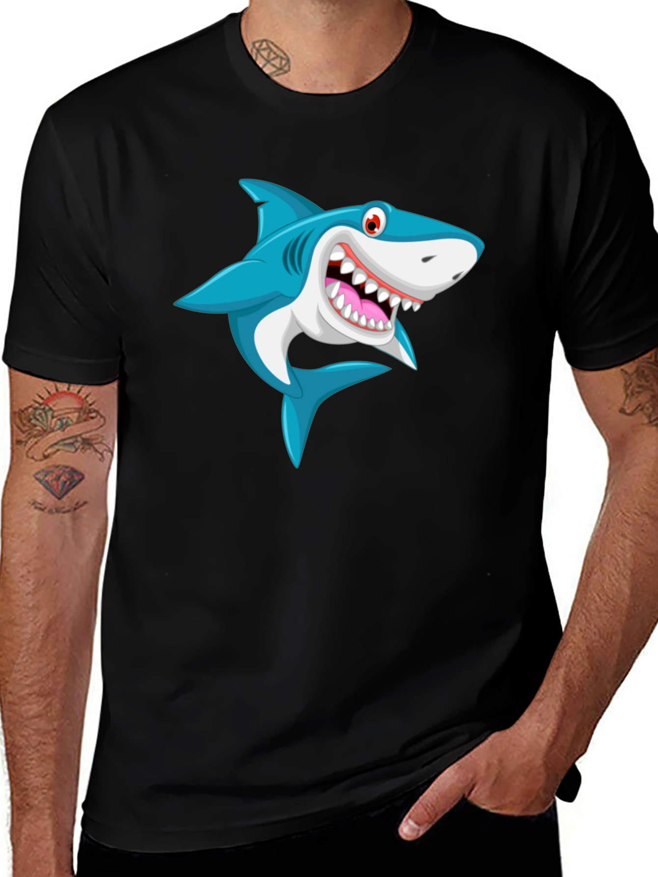 Variant 19 of Cartoon Shark Graphic Print T-Shirt