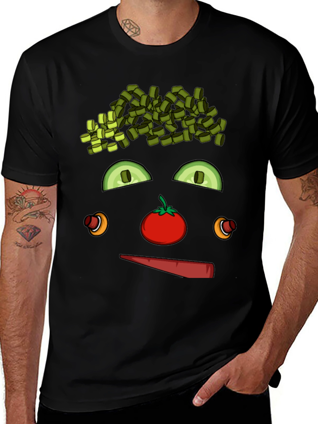 Variant 5 of Funny Food Face Black T-Shirt