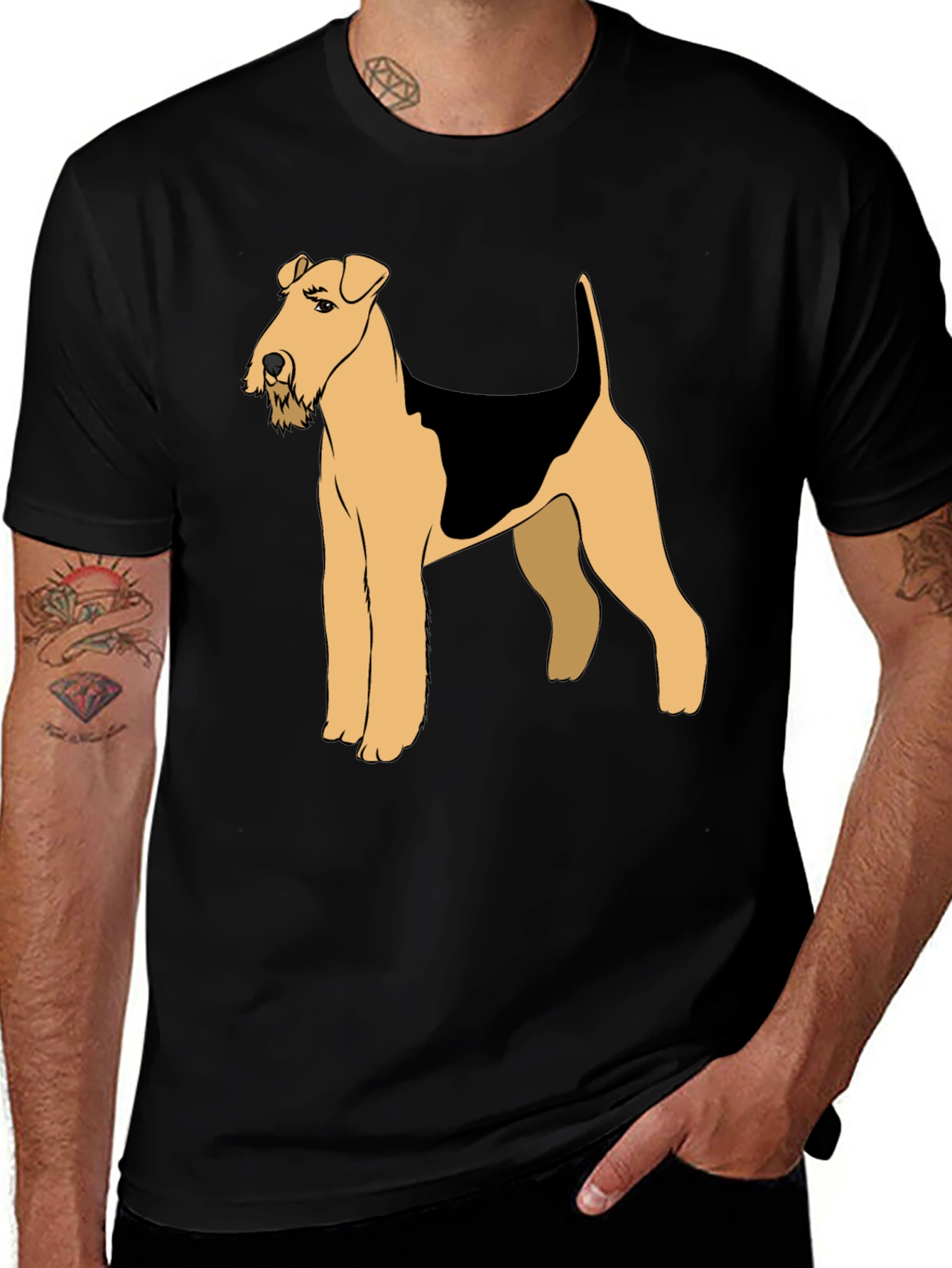 Airedale Terrier Dog Graphic Black T-Shirt