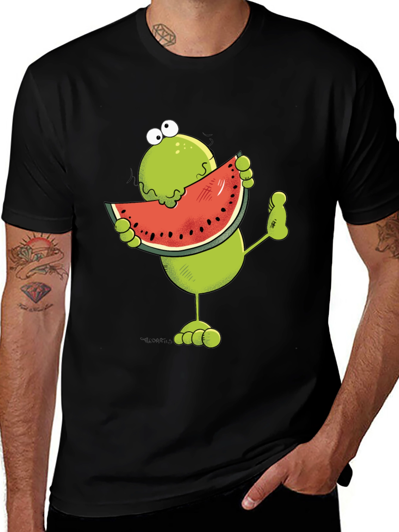 Variant 22 of Frog Eating Watermelon Funny Graphic T-Shirt