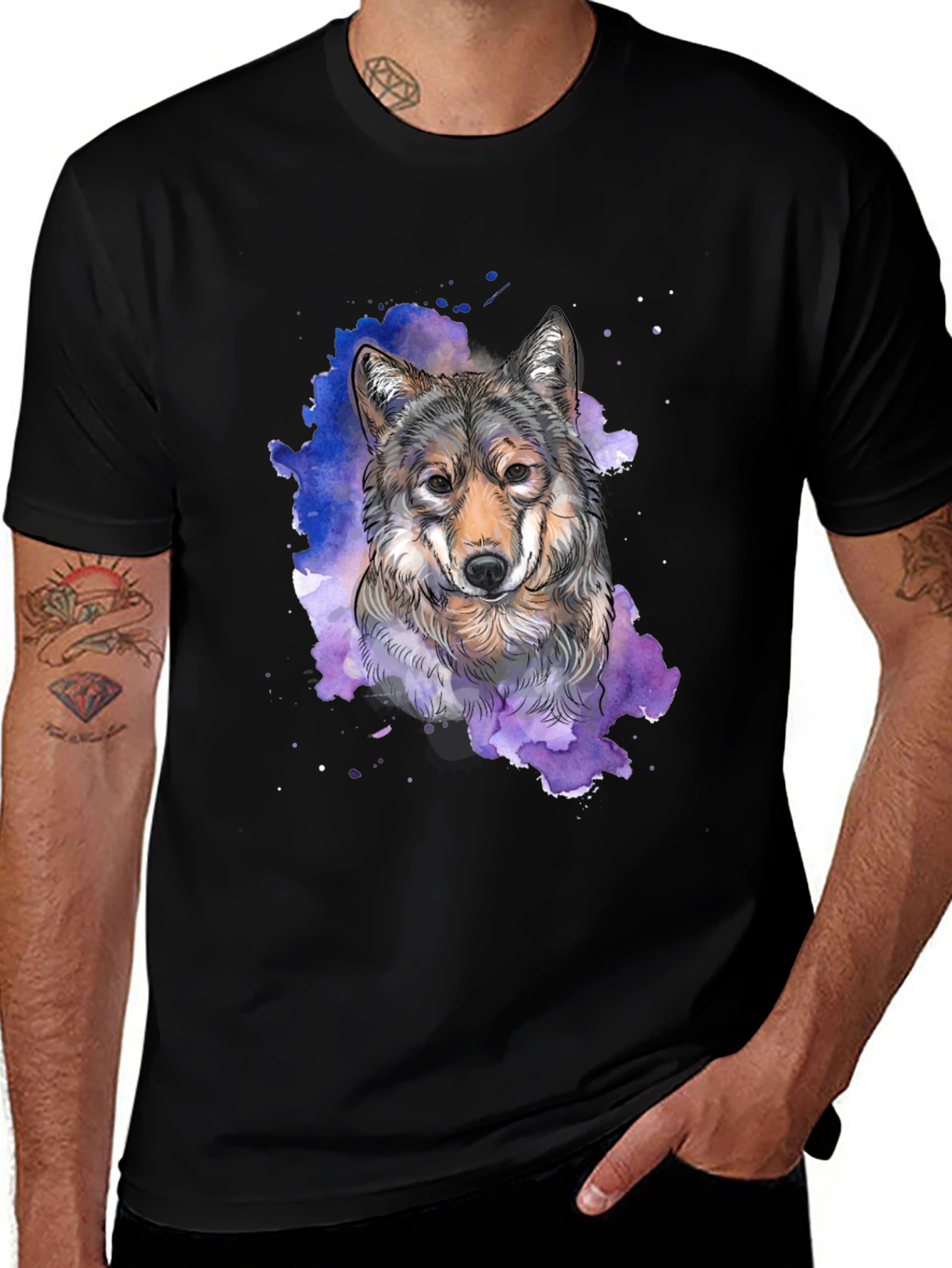 Variant 13 of Wolf Watercolor Graphic Print T-Shirt