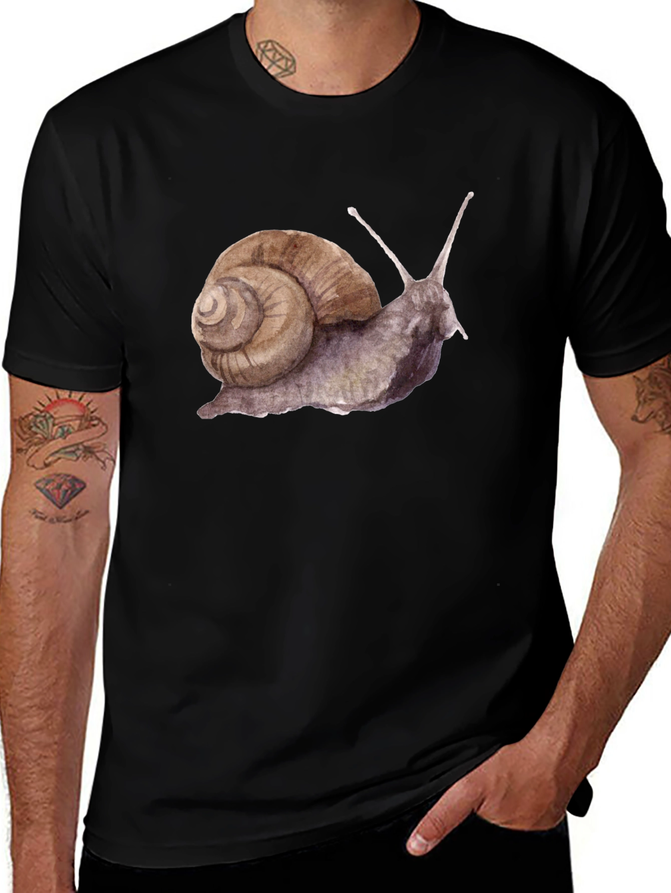 Snail Graphic Tee - Black Cotton T-Shirt