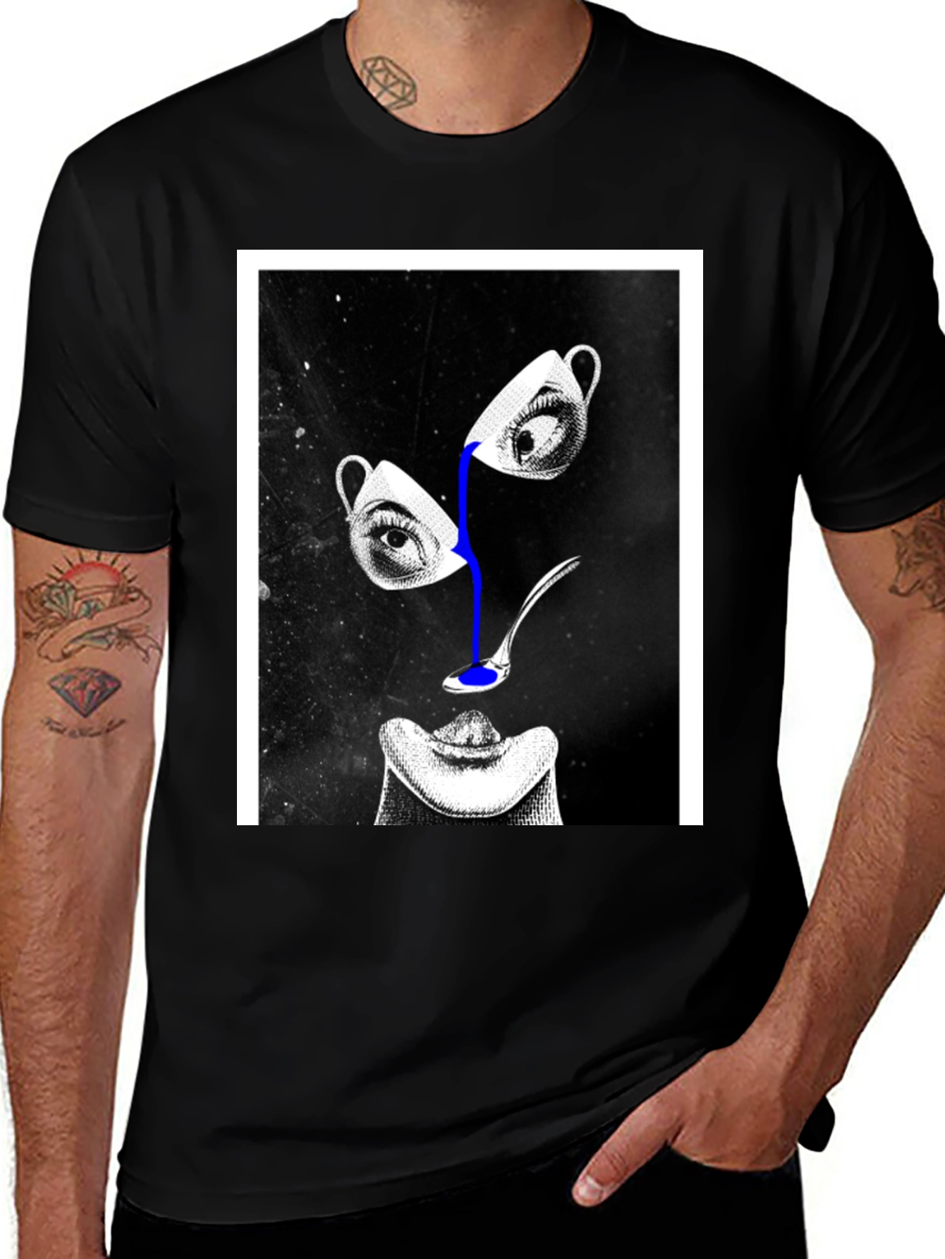 Variant 6 of Abstract Eye & Cup Graphic Black T-Shirt