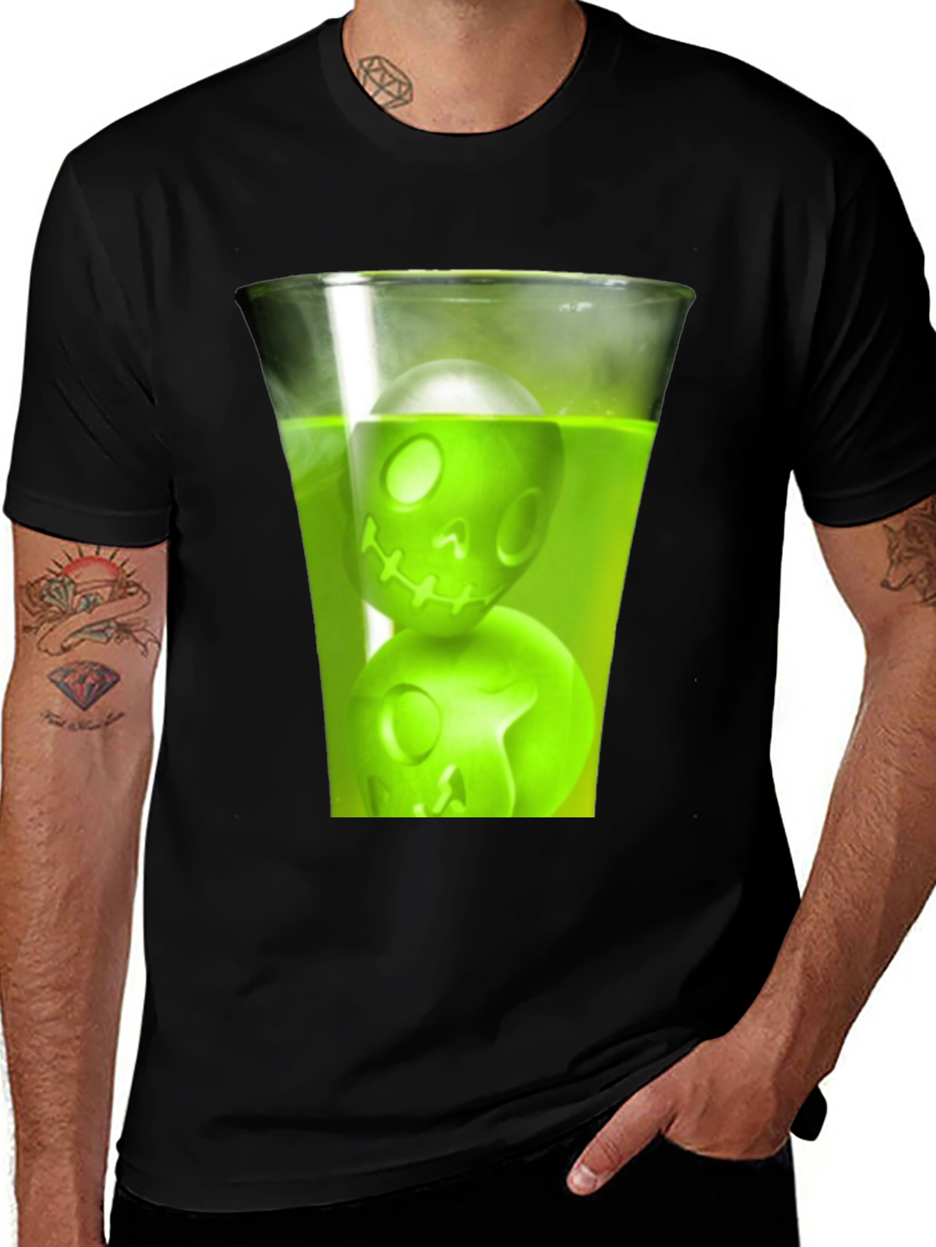 Variant 18 of Skull Drink Graphic Tee - Men's Black T-Shirt