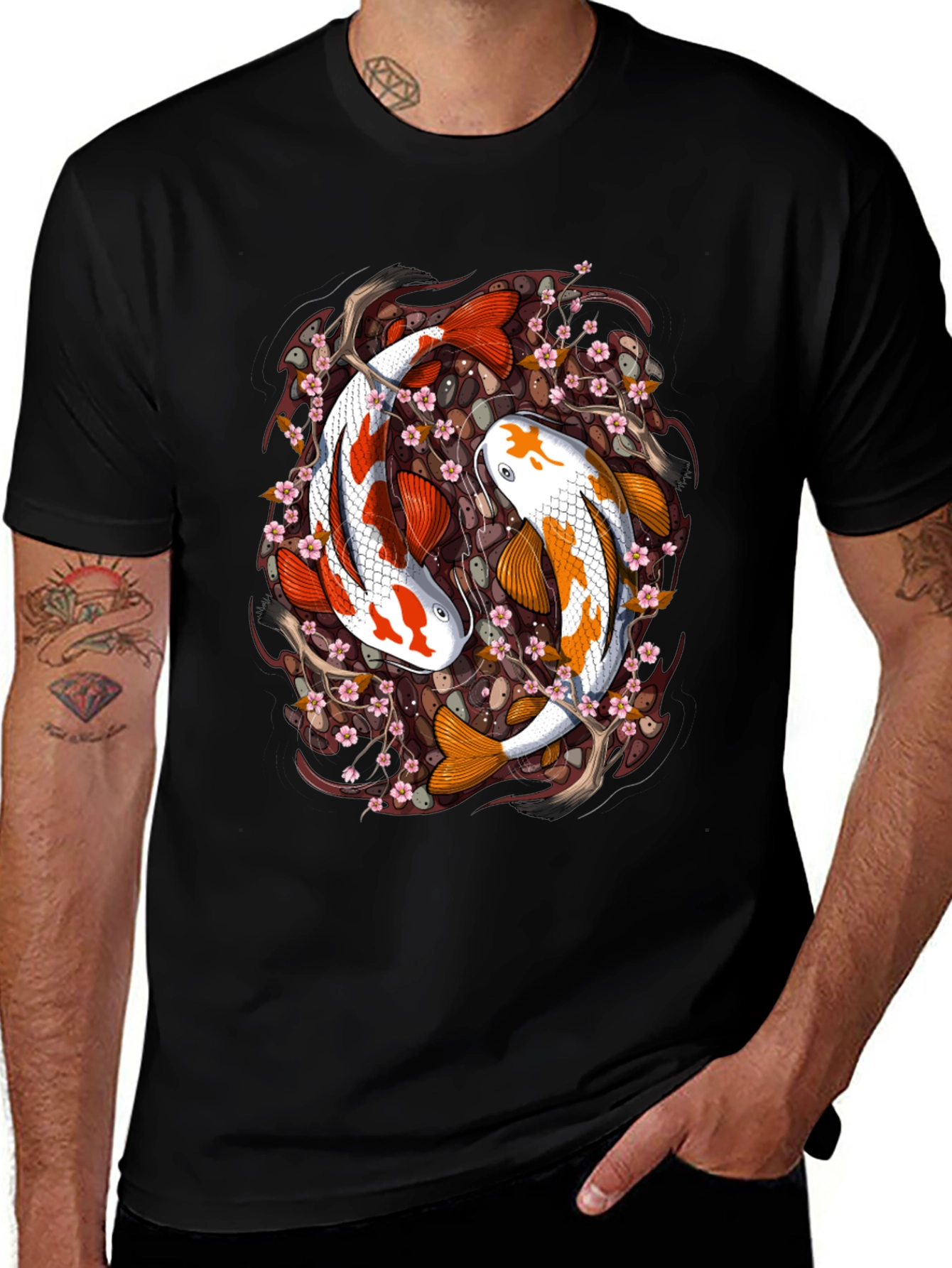 Variant 22 of Koi Fish Yin Yang Graphic Tee