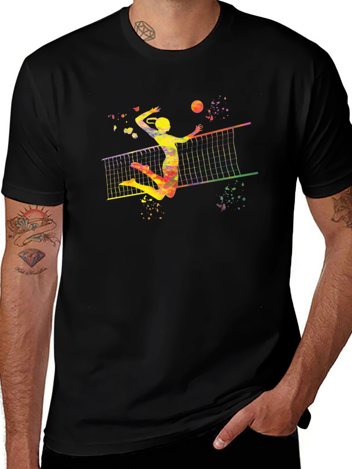 Variant 12 of Volleyball Player Graphic T-Shirt - Black
