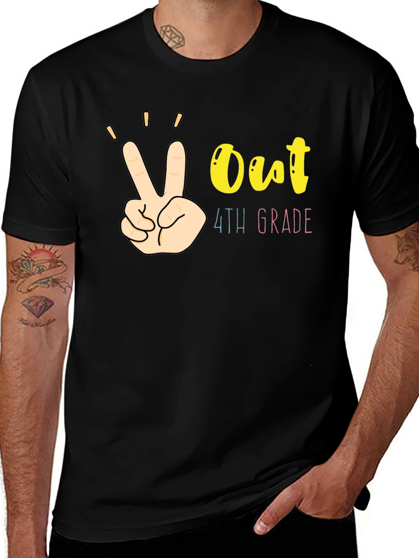 Peace Out 4th Grade Black T-Shirt