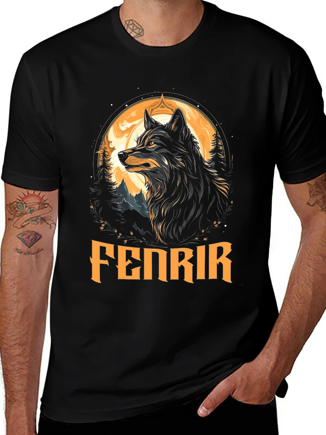 Fenrir Wolf Graphic Tee - Viking Myth T-Shirt