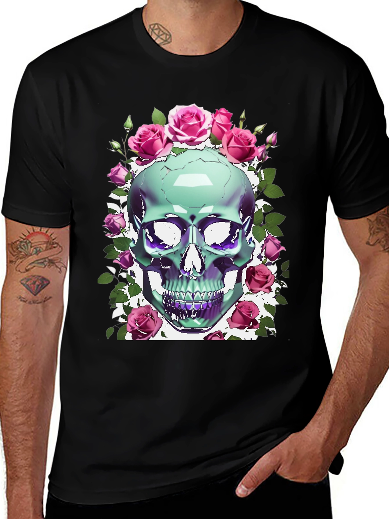 Variant 2 of Skull & Roses Graphic Tee