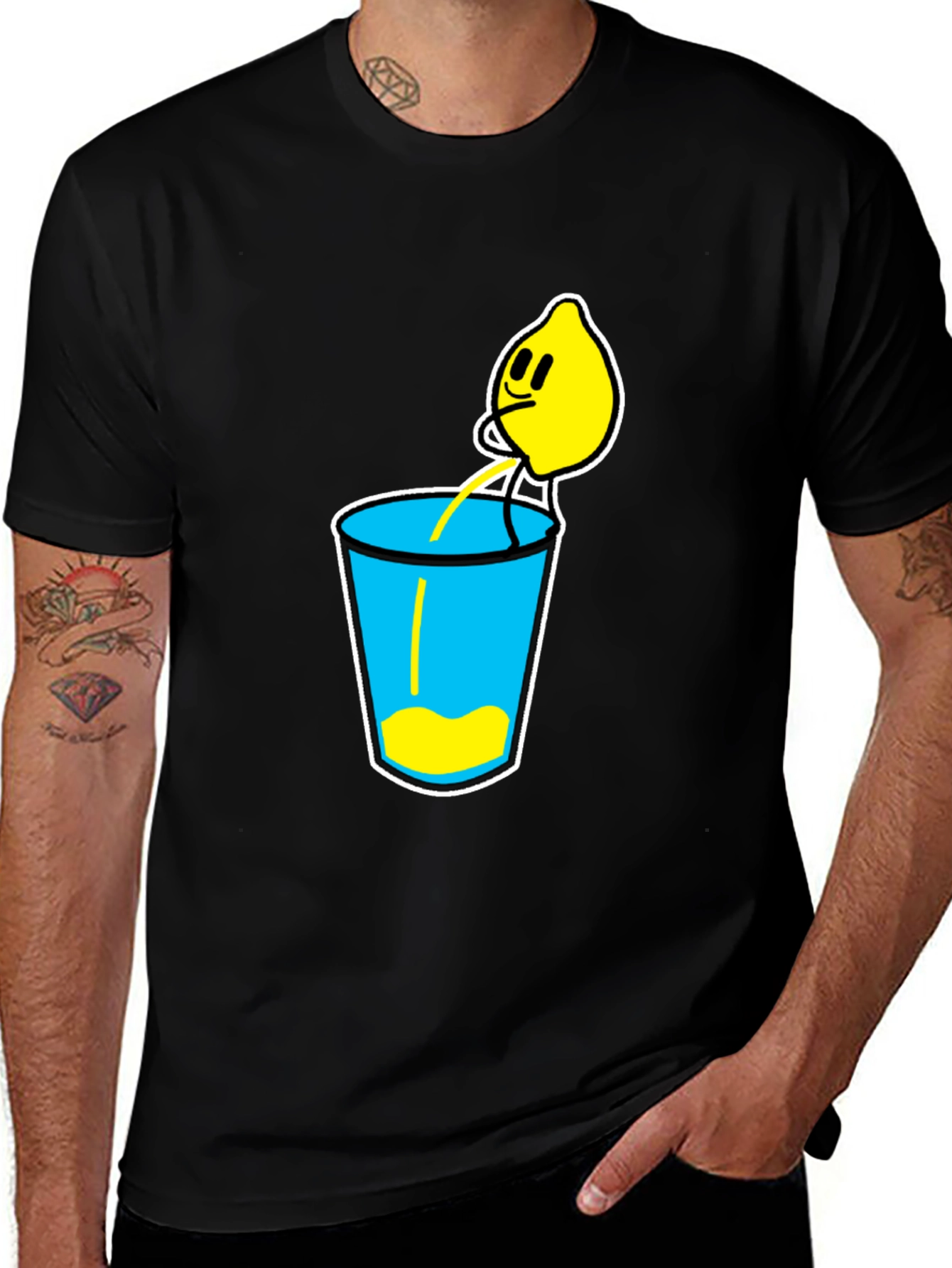 Variant 19 of Lemonade Cartoon Graphic Black T-Shirt