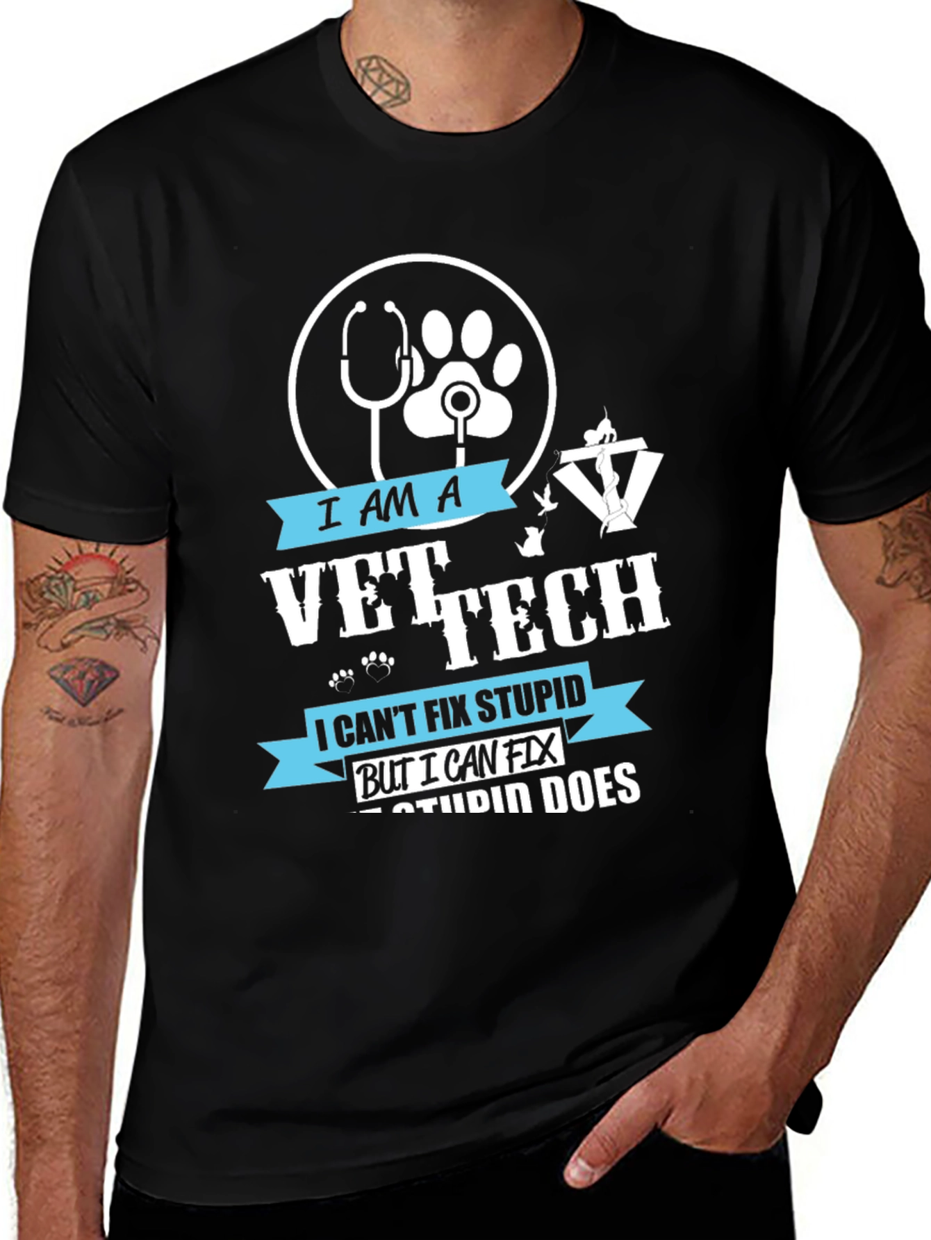 Vet Tech T-Shirt - Fix Stupid Does