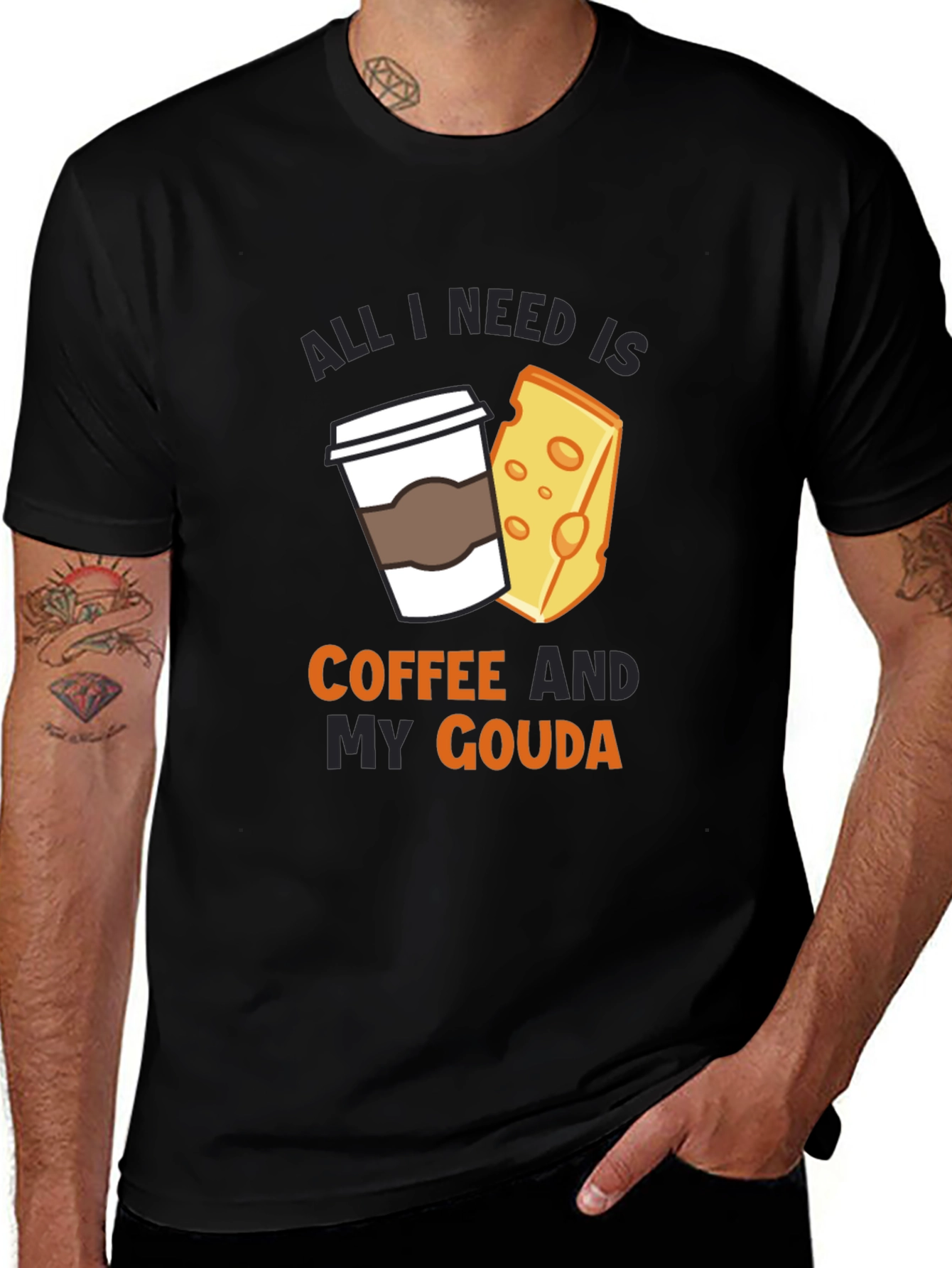 Variant 13 of Coffee and Gouda T-Shirt - Funny Cheese Lover Tee