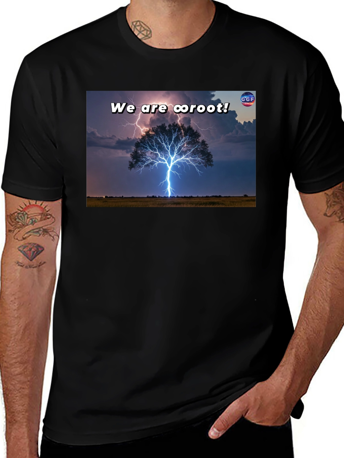 Electric Root T-Shirt: Tree Lightning Strike Design