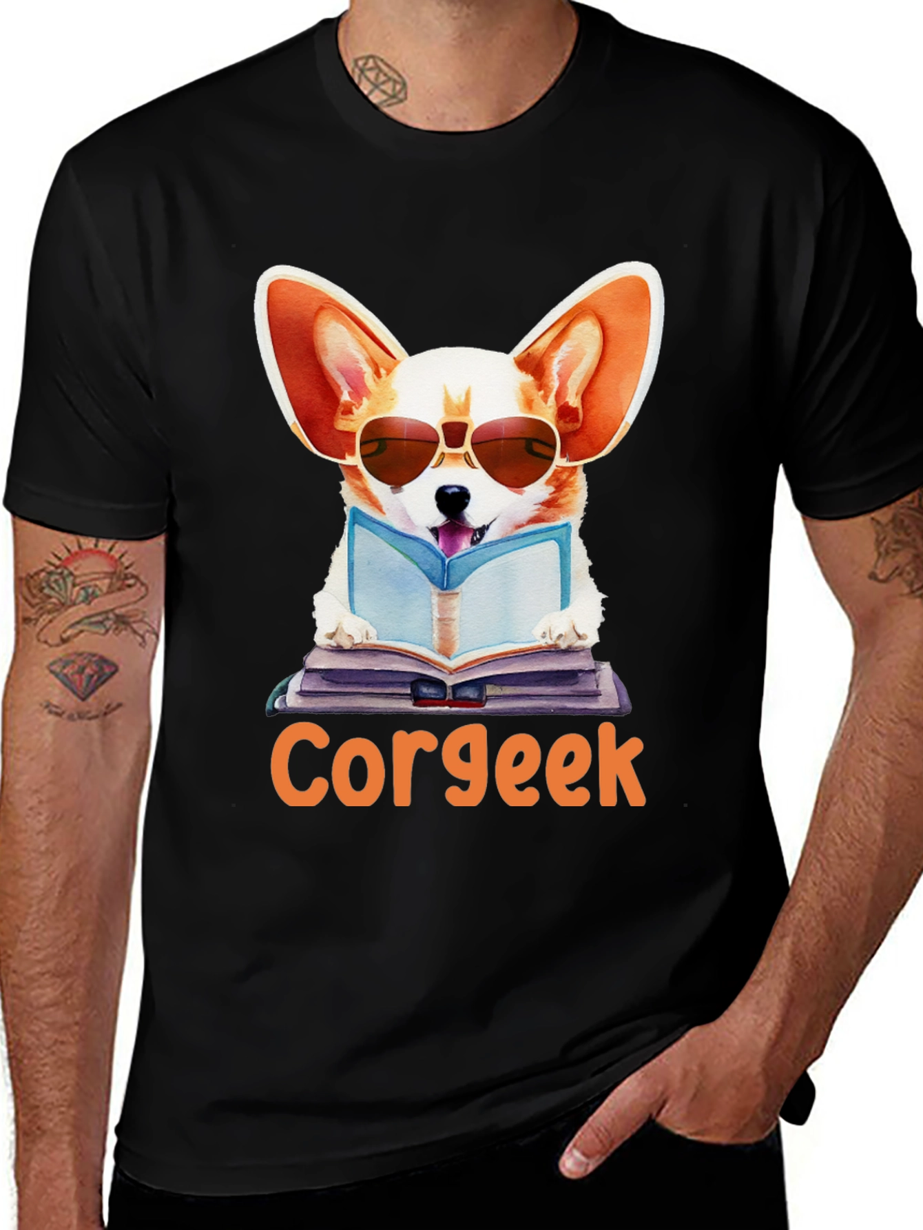 Corgeek Graphic Tee - Cute Corgi Dog with Glasses T-Shirt
