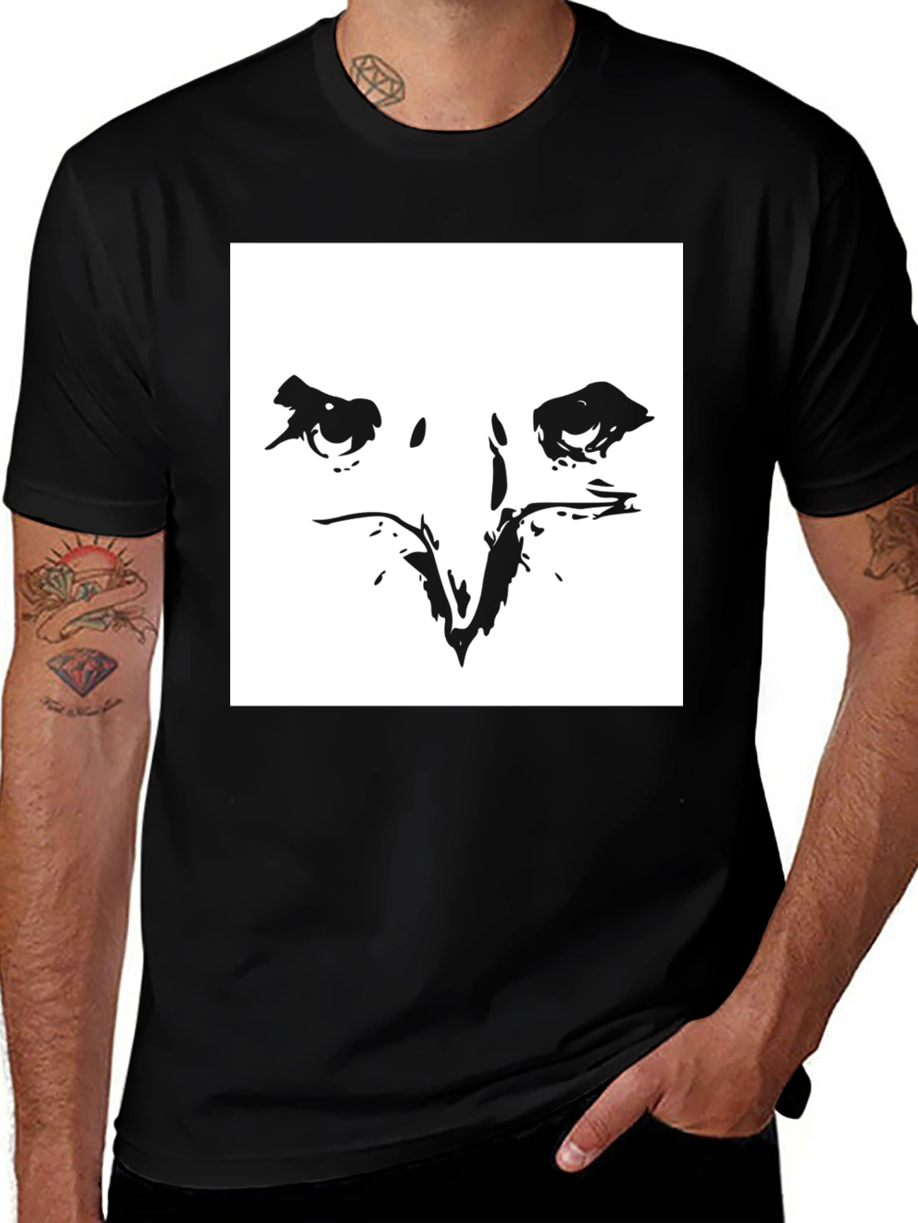 Abstract Eagle Eye Graphic Black T-Shirt
