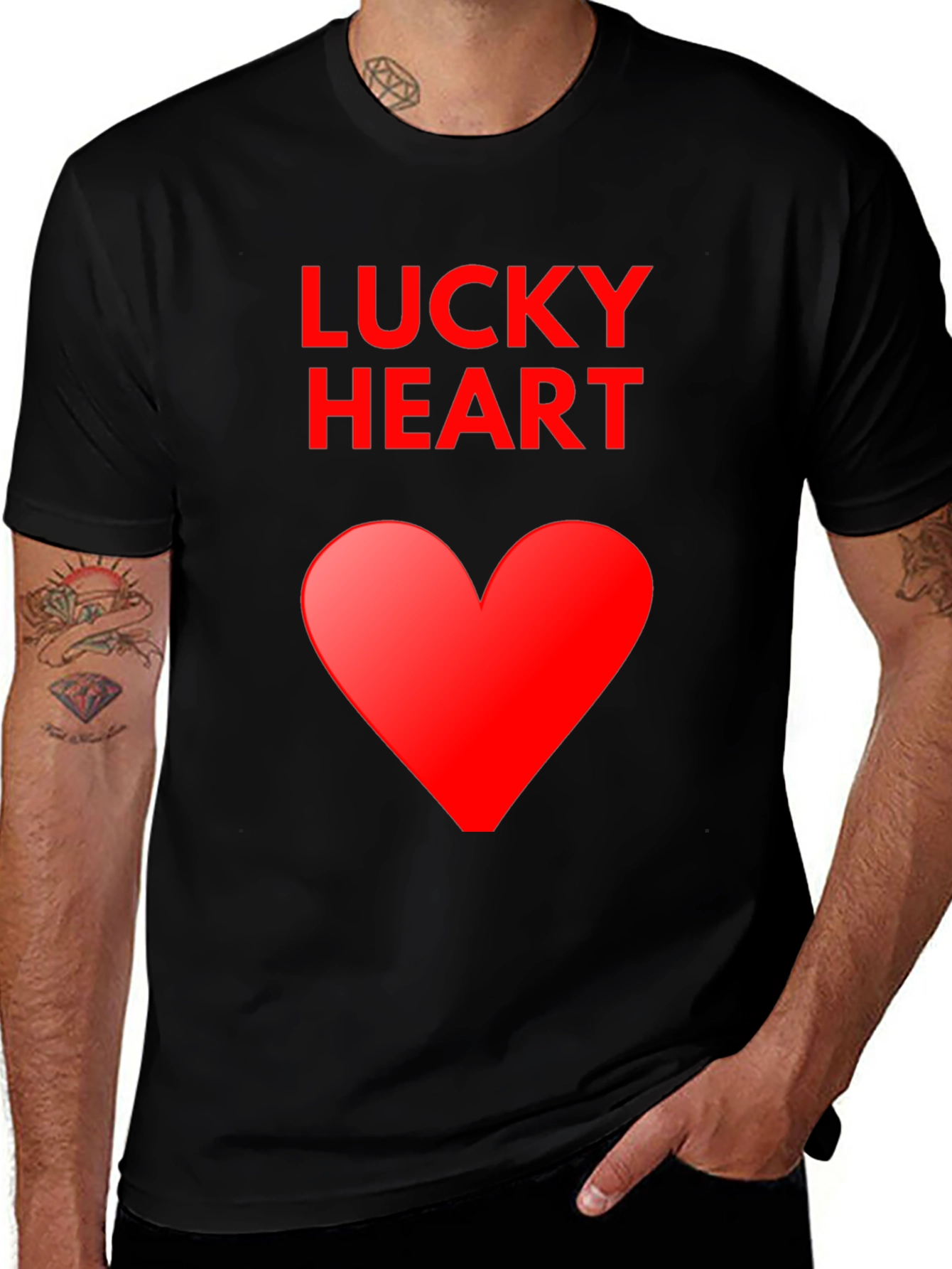 Variant 25 of Lucky Heart Graphic Tee - Soft Cotton Blend