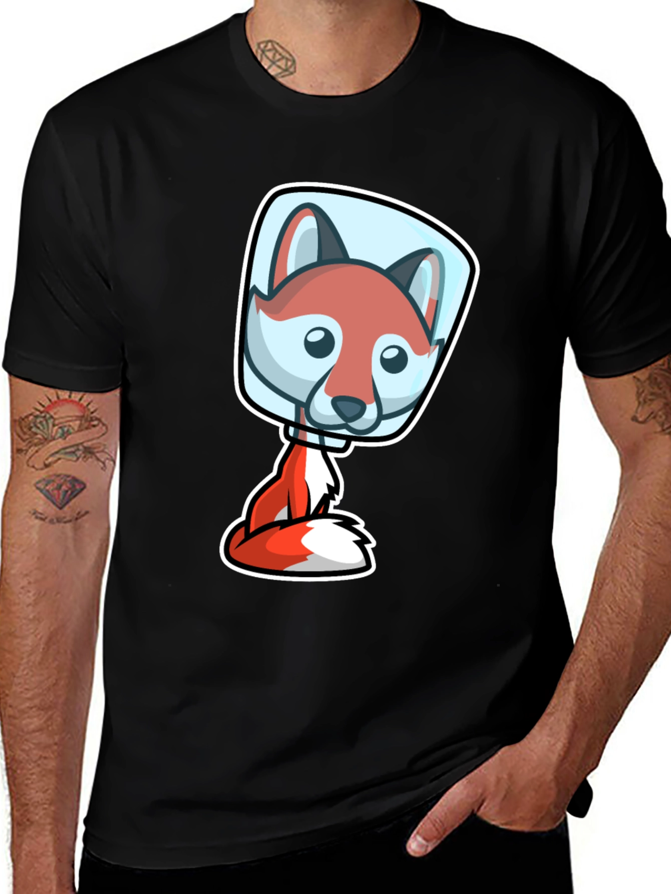 Variant 5 of Fox Astronaut T-Shirt - Cute Cartoon Design