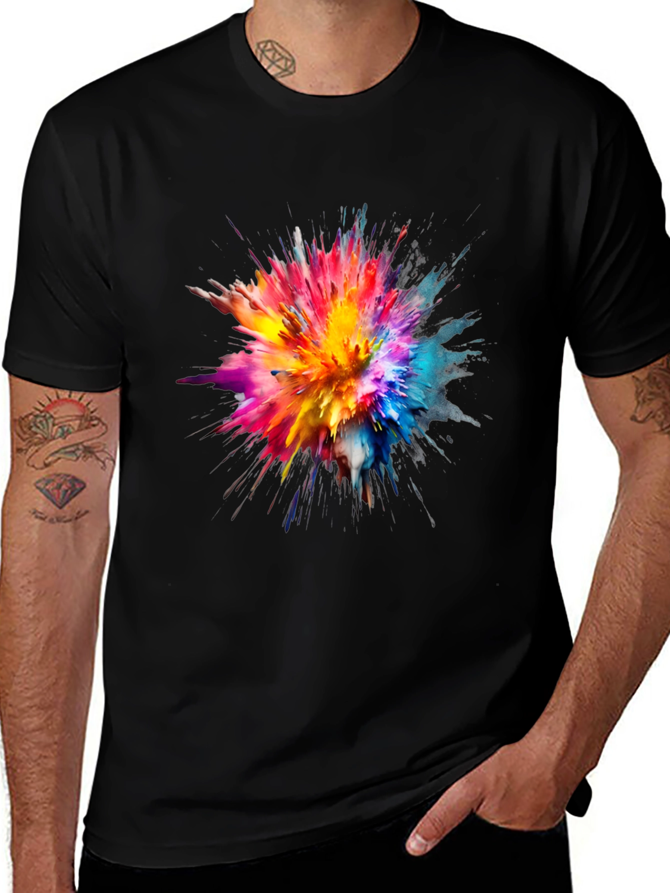 Variant 8 of Colorful Explosion Art Black T-Shirt