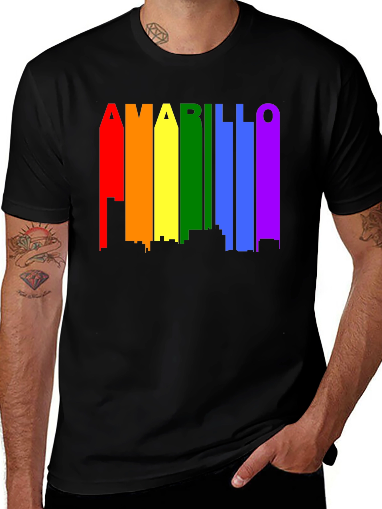 Amarillo Rainbow Skyline Graphic T-Shirt