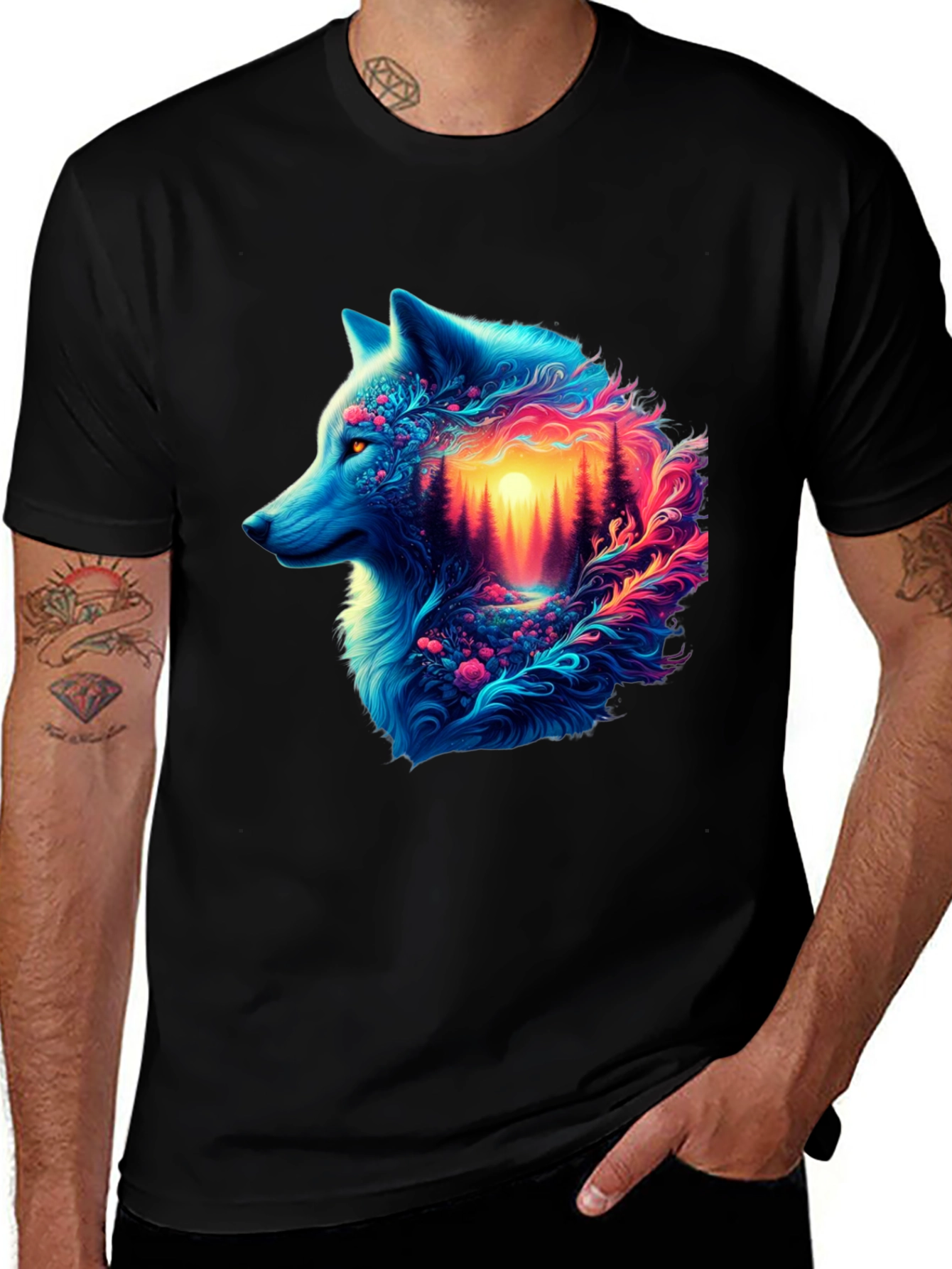 Variant 28 of Wolf Forest Graphic Tee - Artistic Design