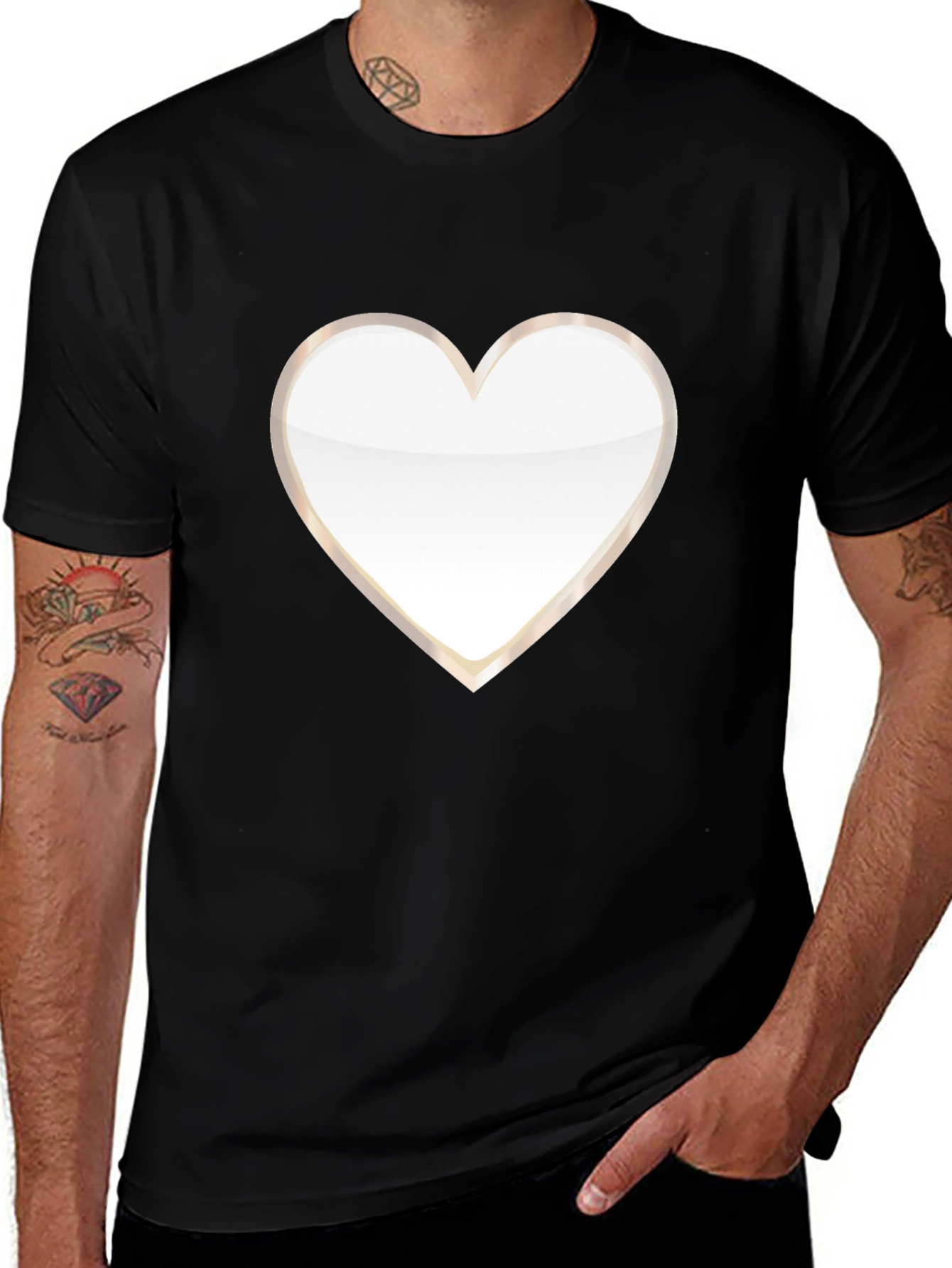 Heart Graphic Tee - Black Short Sleeve Casual Shirt