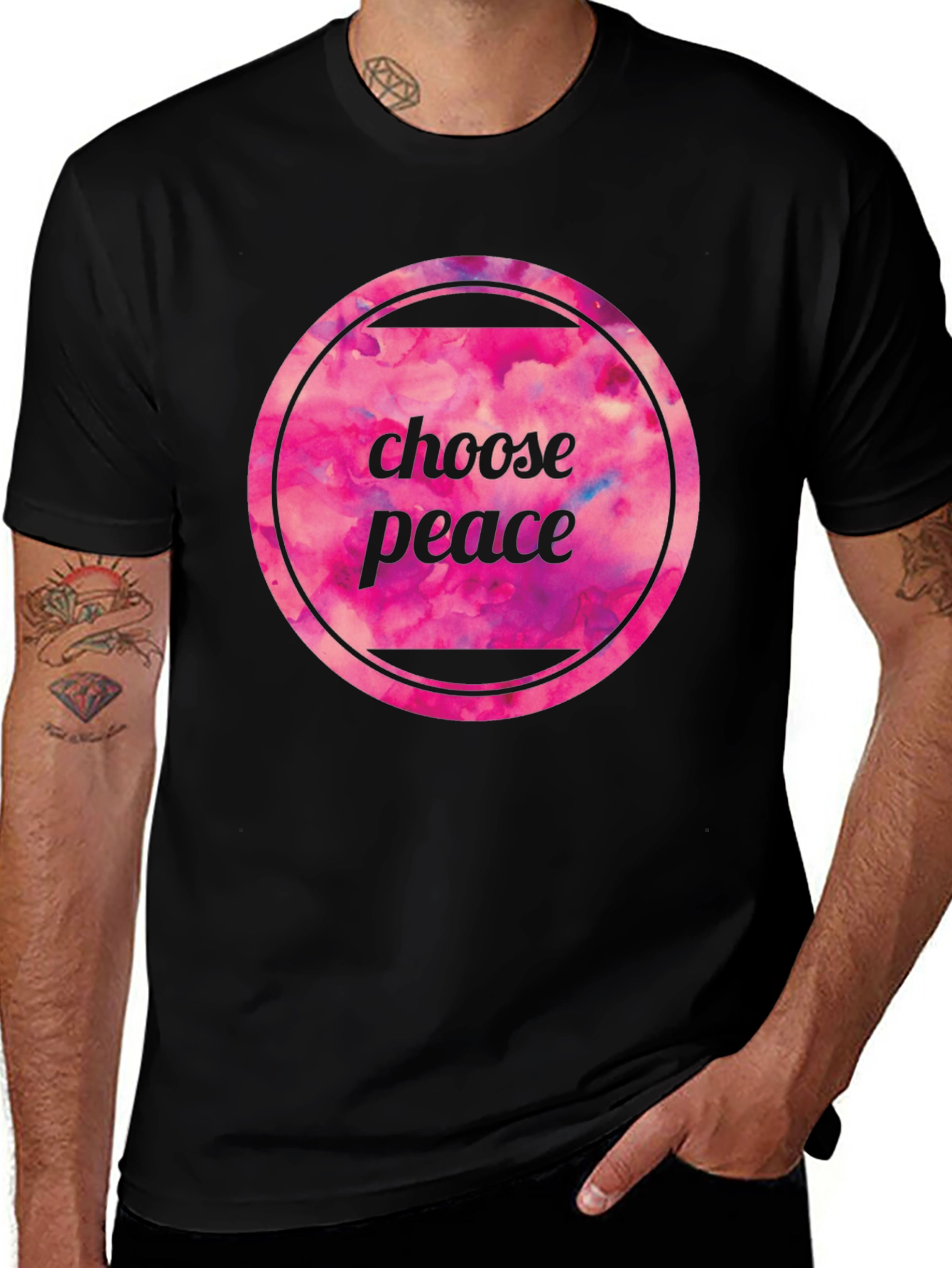 Variant 16 of Choose Peace Graphic Black T-Shirt