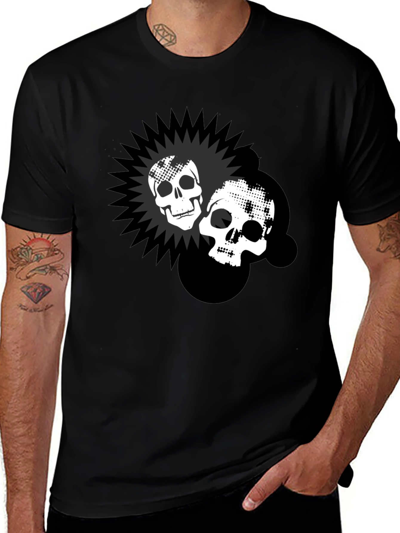 Variant 5 of Skull Burst Graphic Print Black T-Shirt