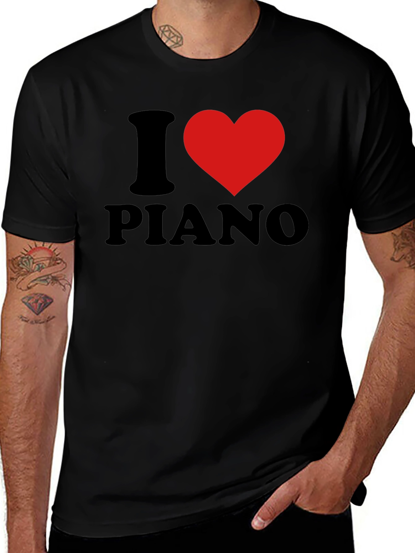 Variant 25 of I Love Piano Black T-Shirt