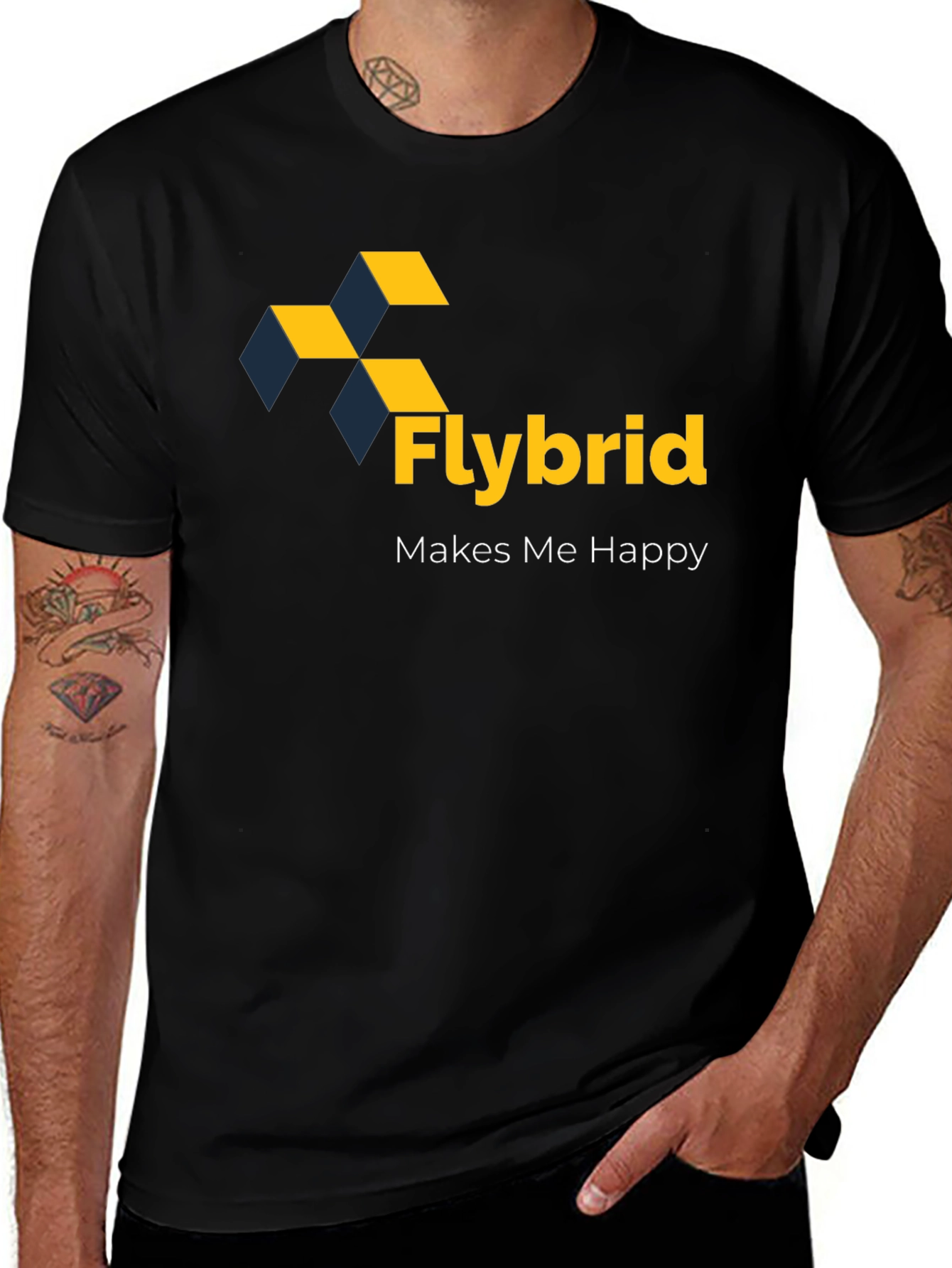 Variant 5 of Flybrid Makes Me Happy Graphic Tee - Black