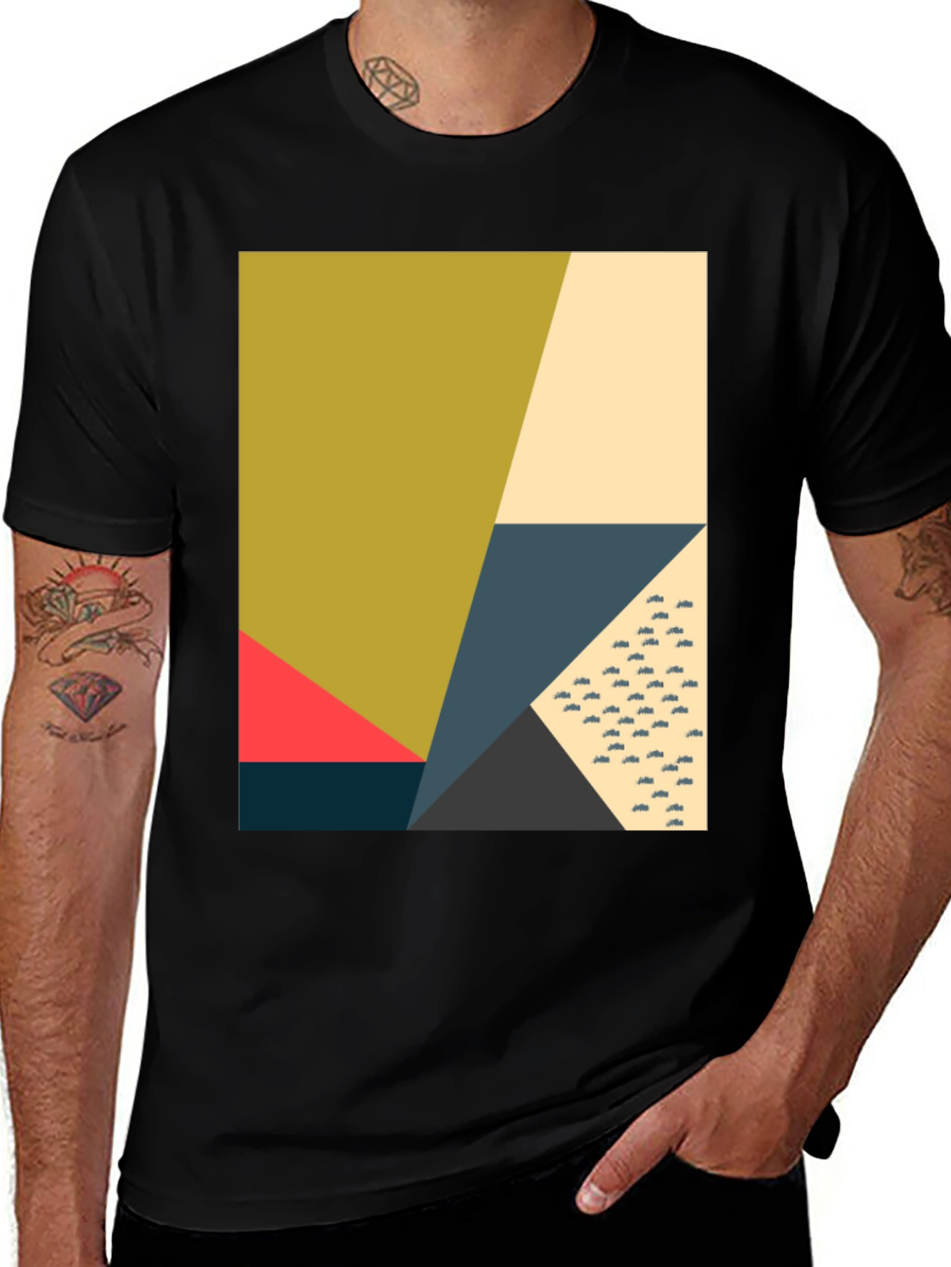 Variant 14 of Abstract Geometric Black T-Shirt