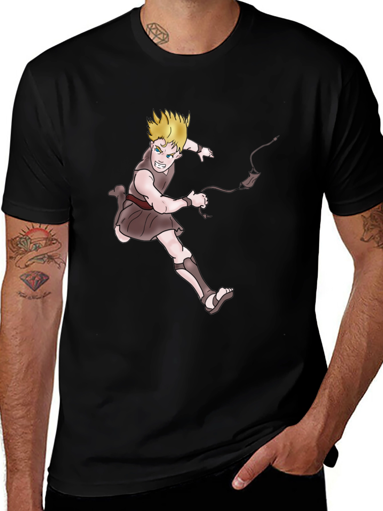 Variant 24 of Cartoon Warrior Black T-Shirt