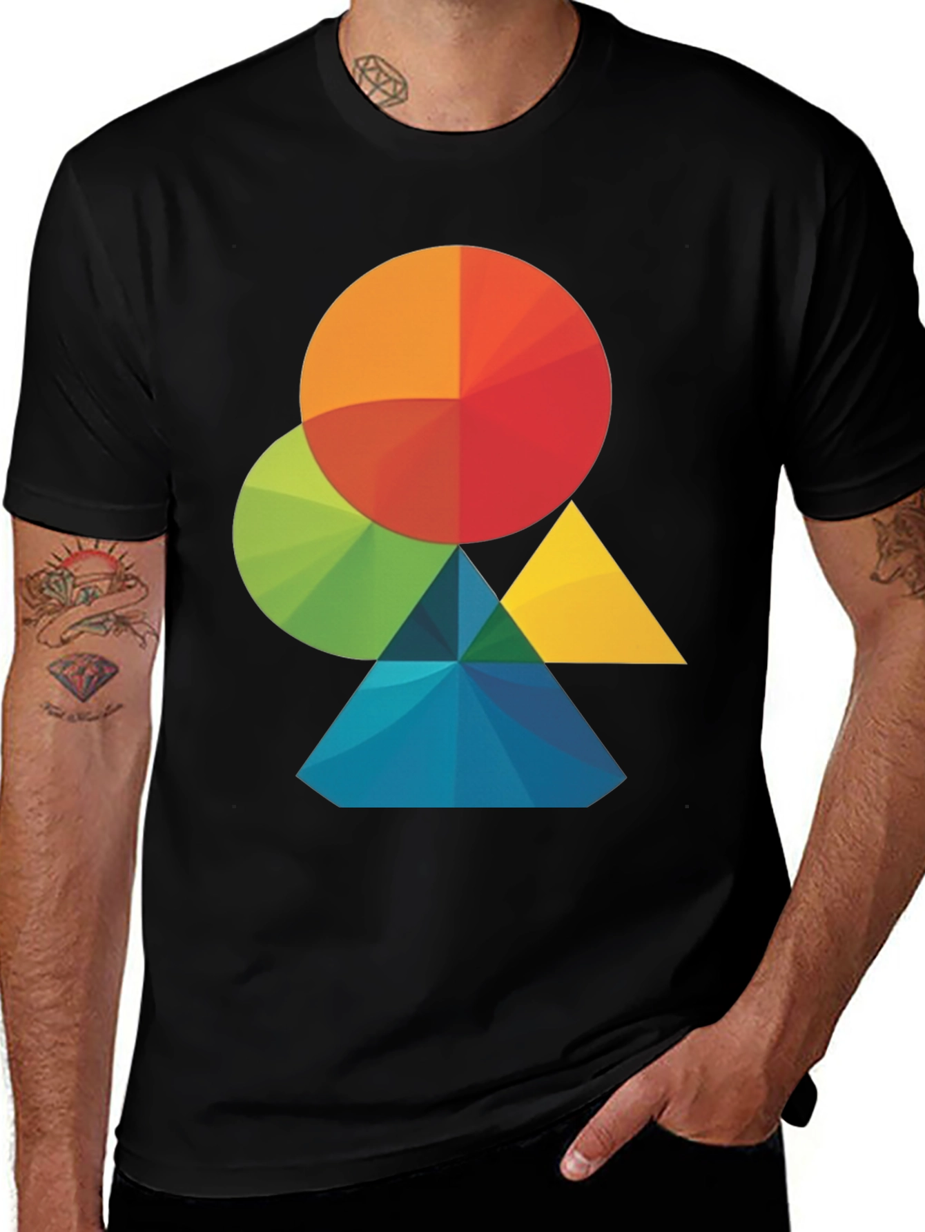 Variant 21 of Geometric Color Block Graphic Tee - Modern Artistic Shirt