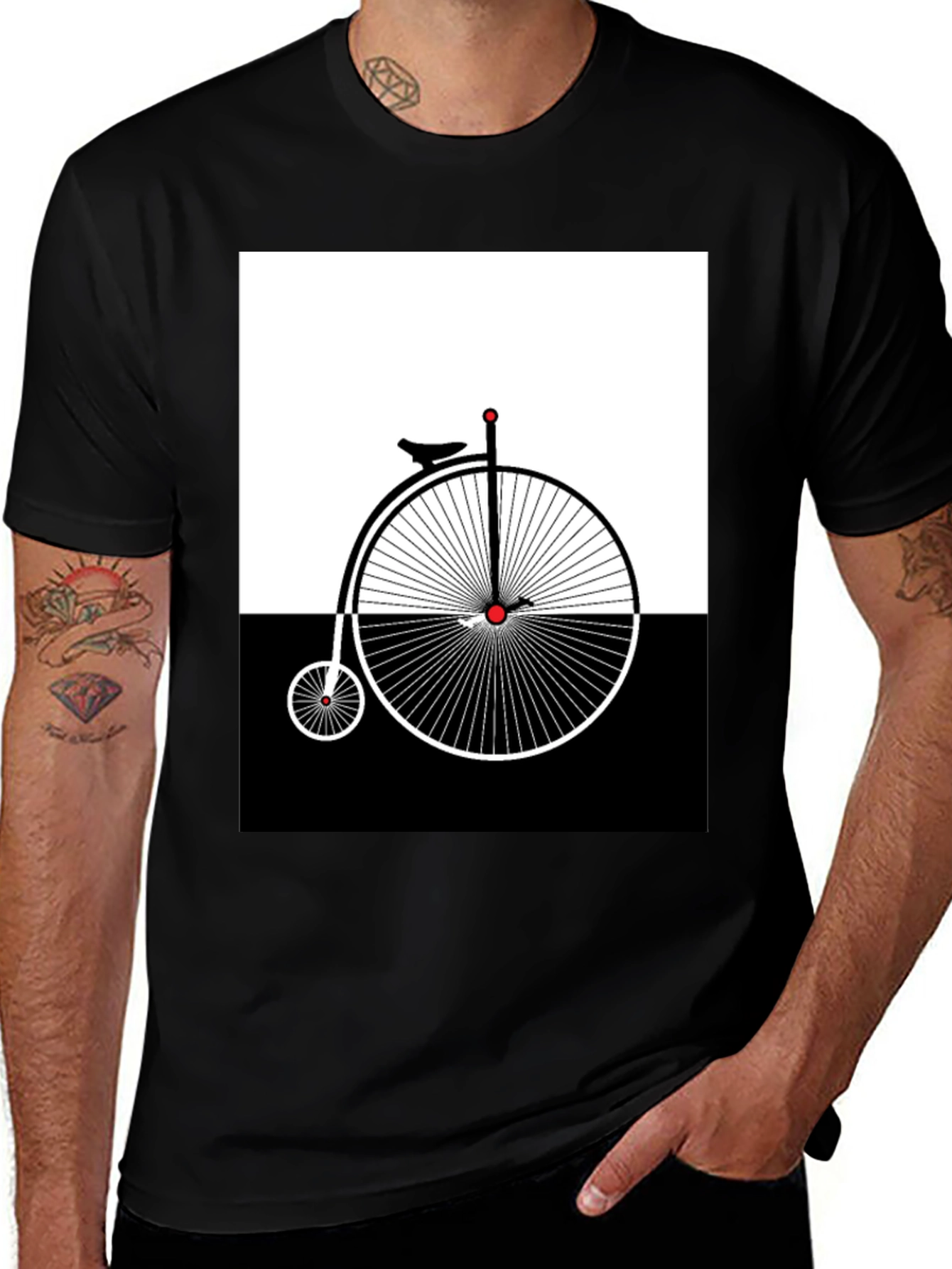 Variant 27 of Penny Farthing Graphic Tee - Retro Bicycle Design