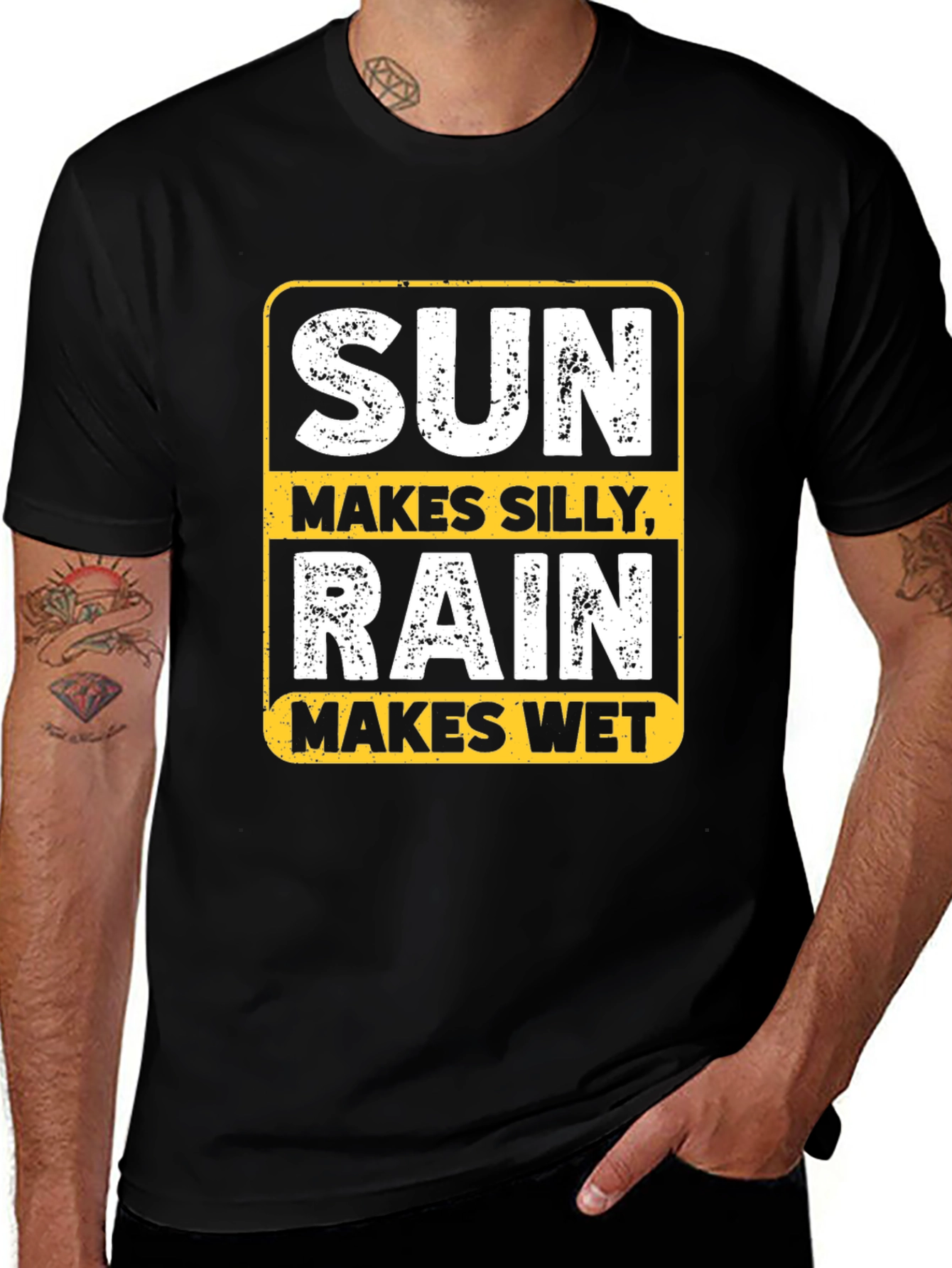 Variant 26 of Funny Weather T-Shirt - Sun Makes Silly, Rain Makes Wet