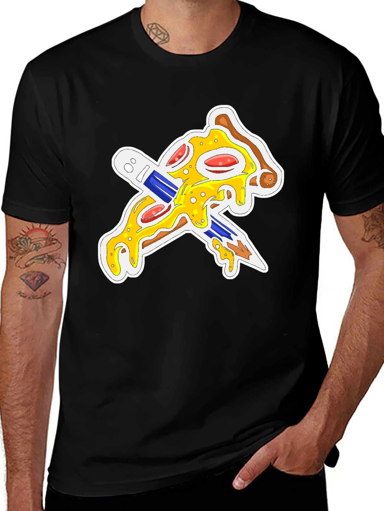 Variant 29 of Pizza & Pencil Graphic T-Shirt - Black