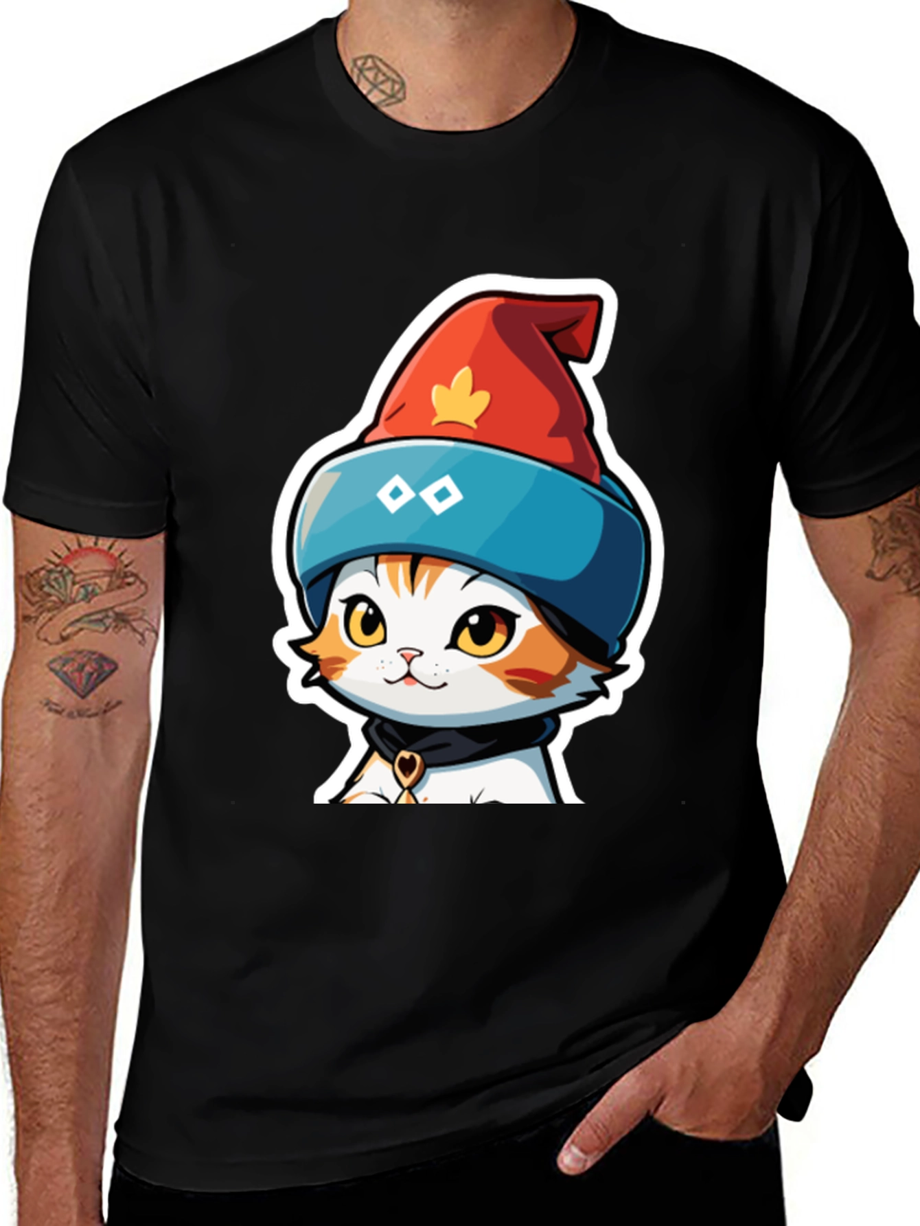 Wizard Cat T-Shirt - Cartoon Kitten Graphic Tee