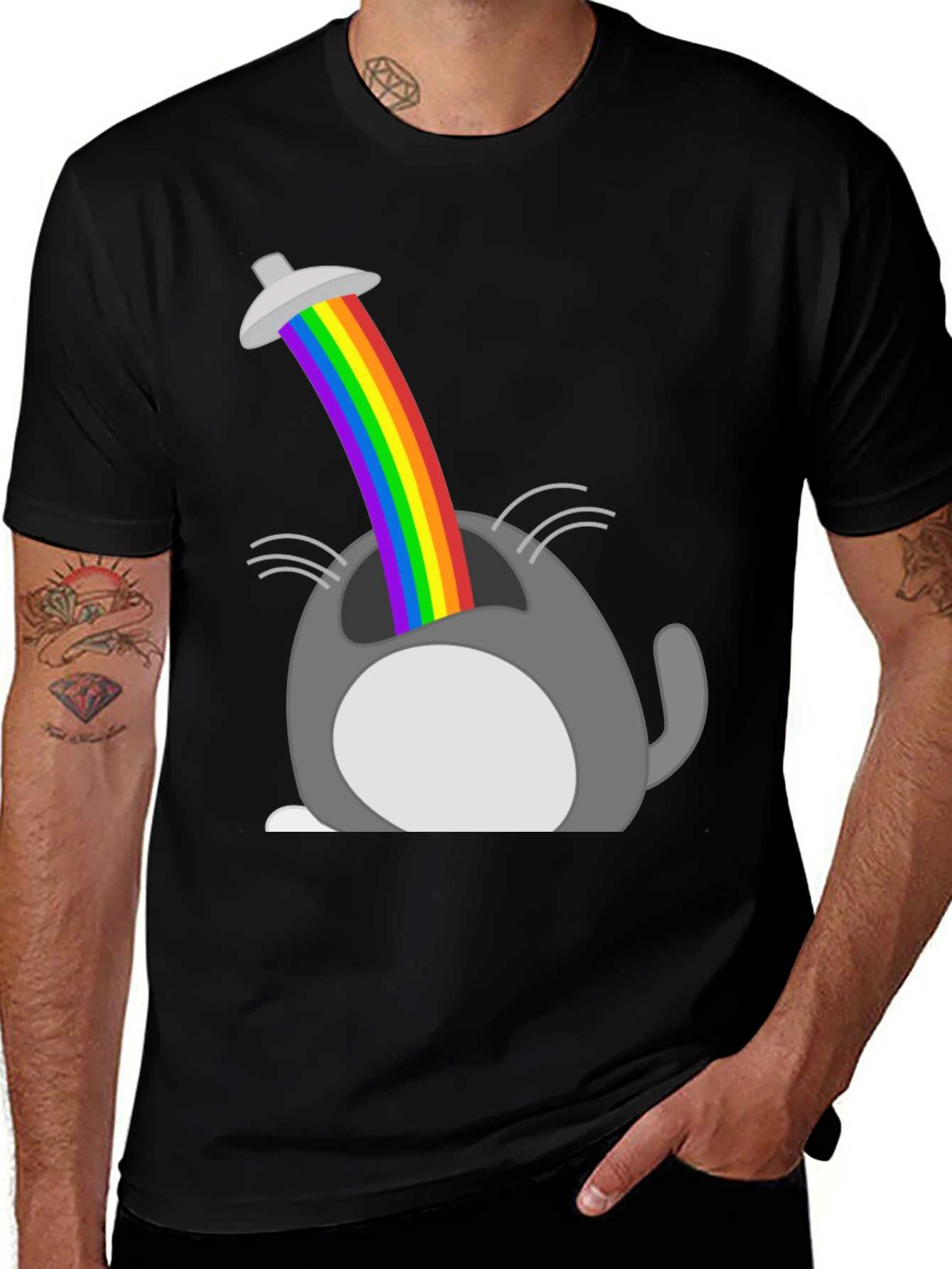 Variant 11 of Rainbow Cat UFO Abduction Graphic Tee