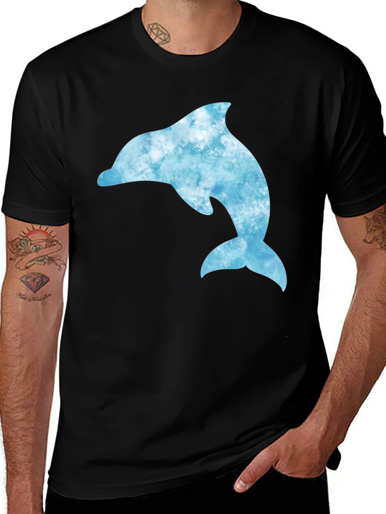 Variant 22 of Dolphin Graphic Men's Black T-Shirt